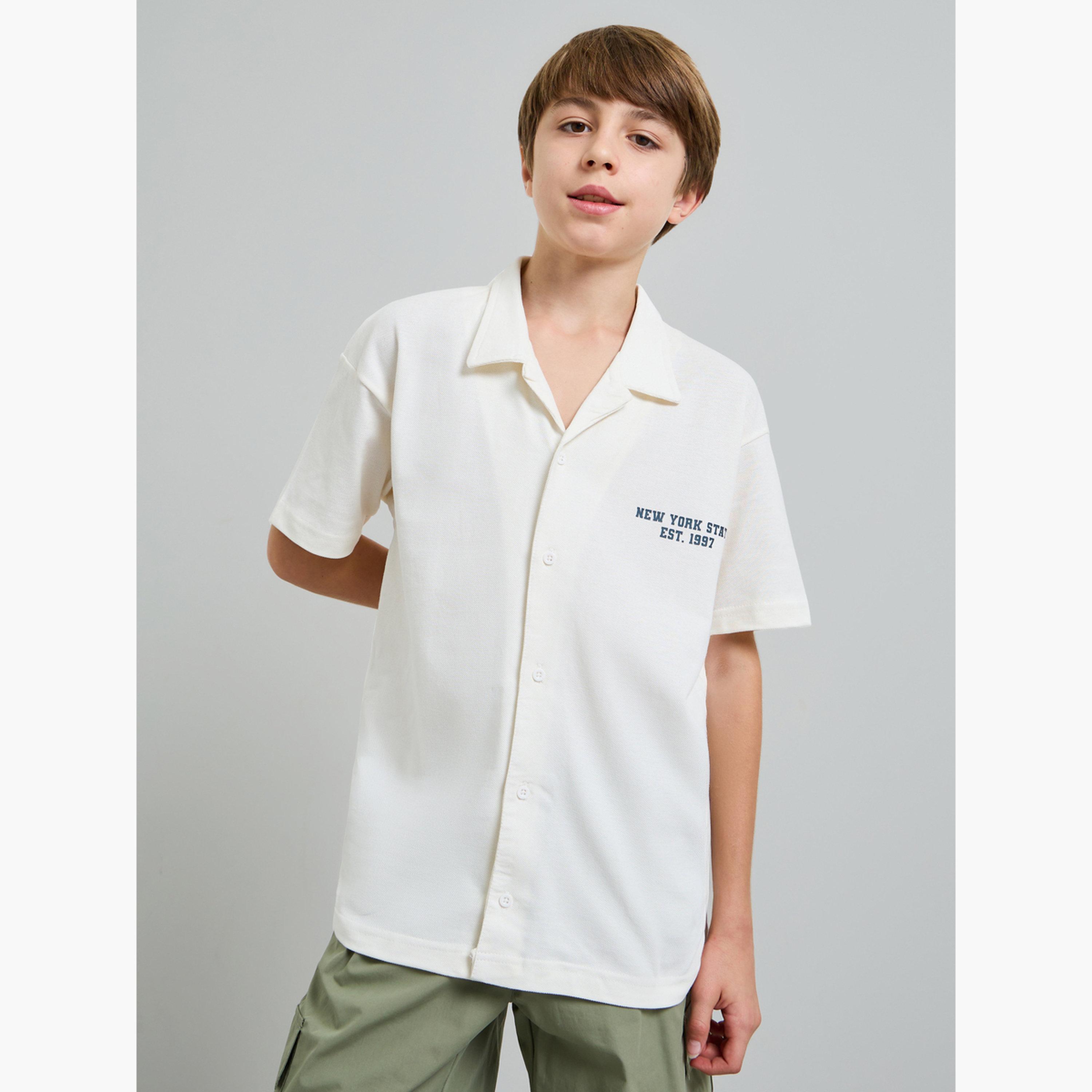 ستايلي - قميص جيرسي مطبوع عليه صورة أولاد مراهقين بياقة بيضاء-boys-clothing-shirts-image-1