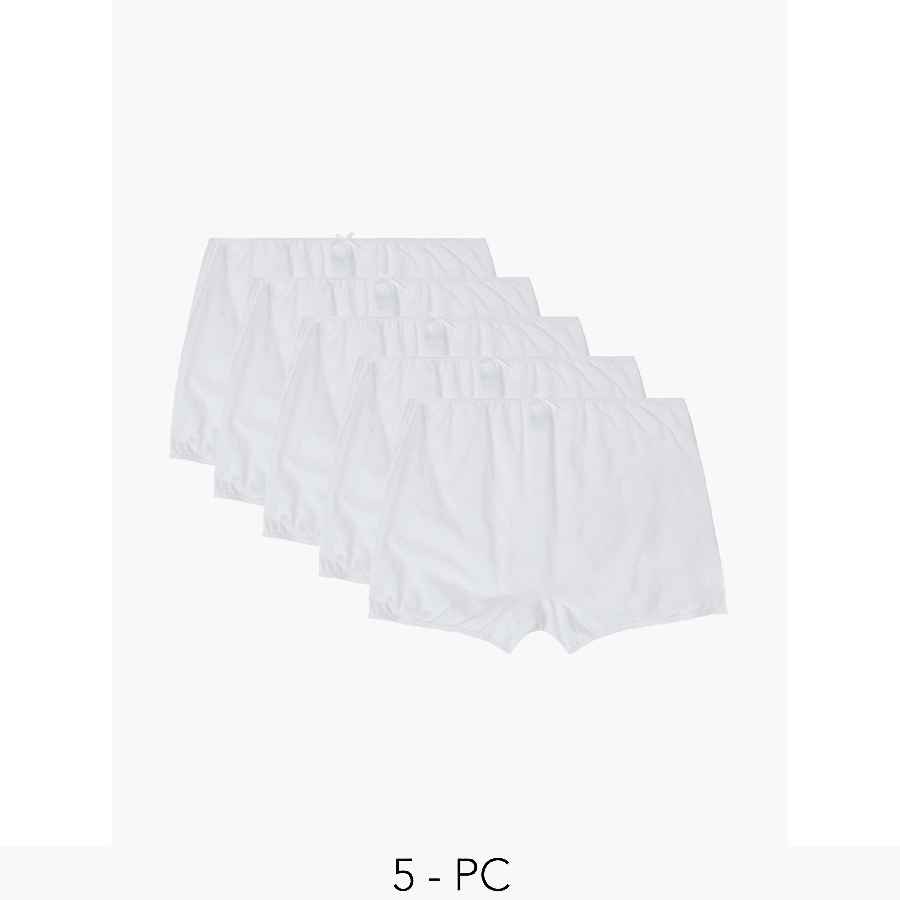 Styli Girls Pack of 5 -White Cotton Blend Boxer Briefs-girls-clothing-innerwear-image-1