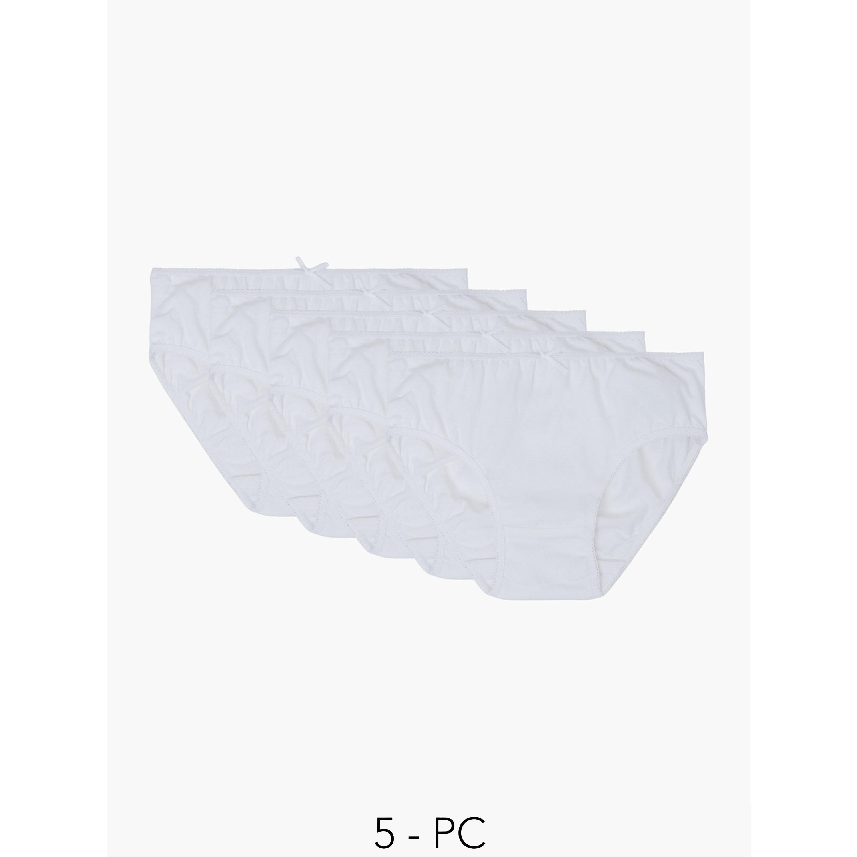 Styli Girls Pack of 5 - White Cotton Blend Briefs-girls-clothing-innerwear-image-1
