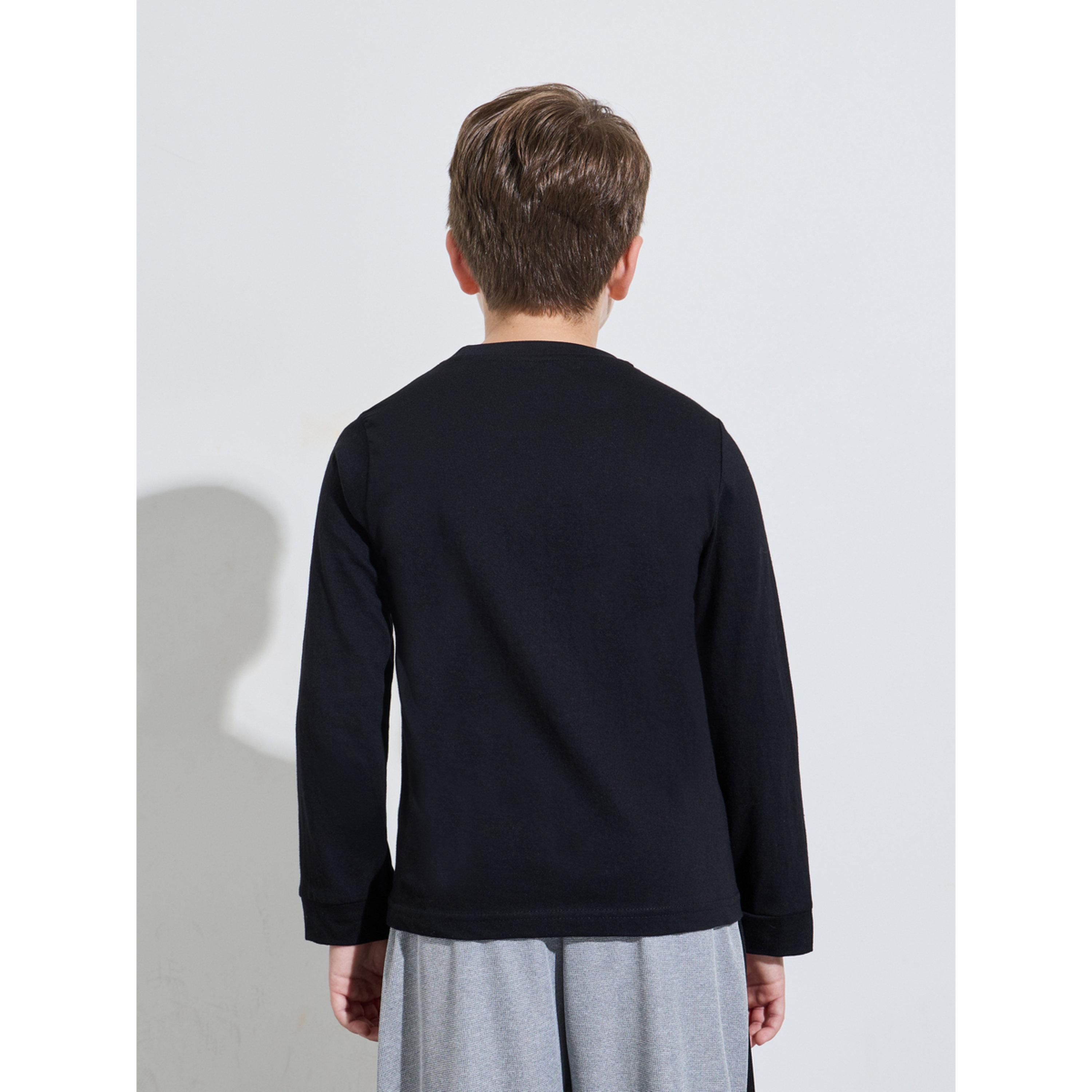 طقم من قطعتين تيشيرت أسود سادة بأكمام طويلة وبقصة عادية للأولاد المراهقين-boys-clothing-tshirtsandpolos-image-5