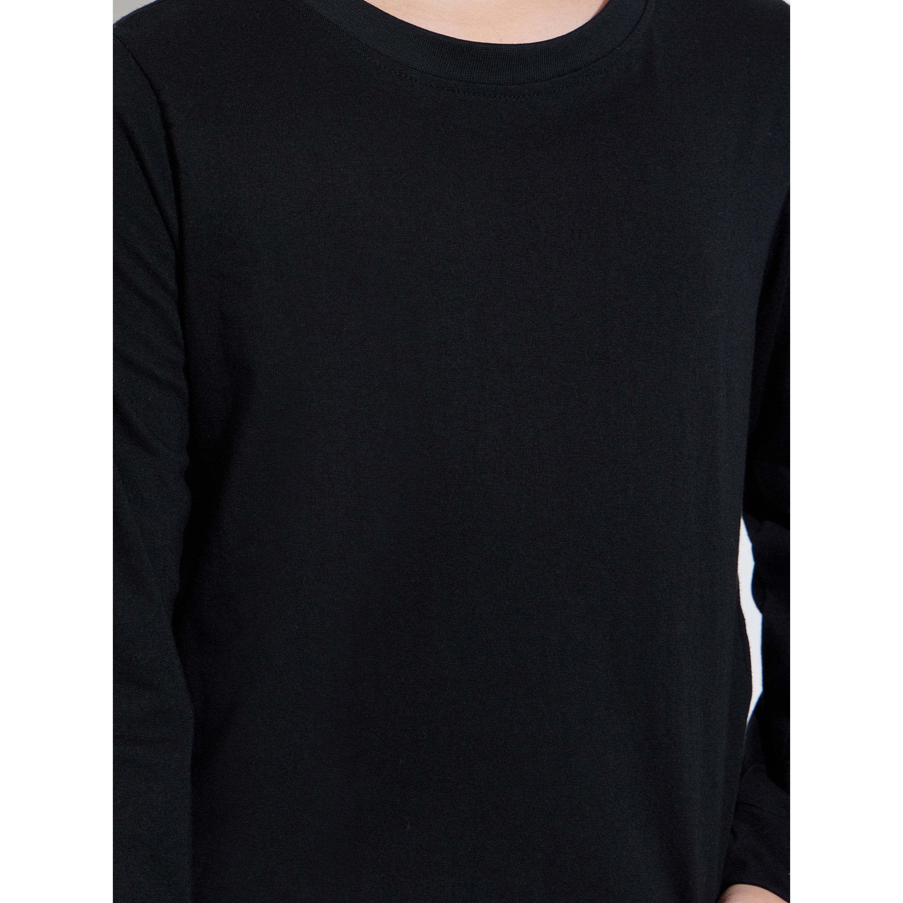 طقم من قطعتين تيشيرت أسود سادة بأكمام طويلة وبقصة عادية للأولاد المراهقين-boys-clothing-tshirtsandpolos-image-6