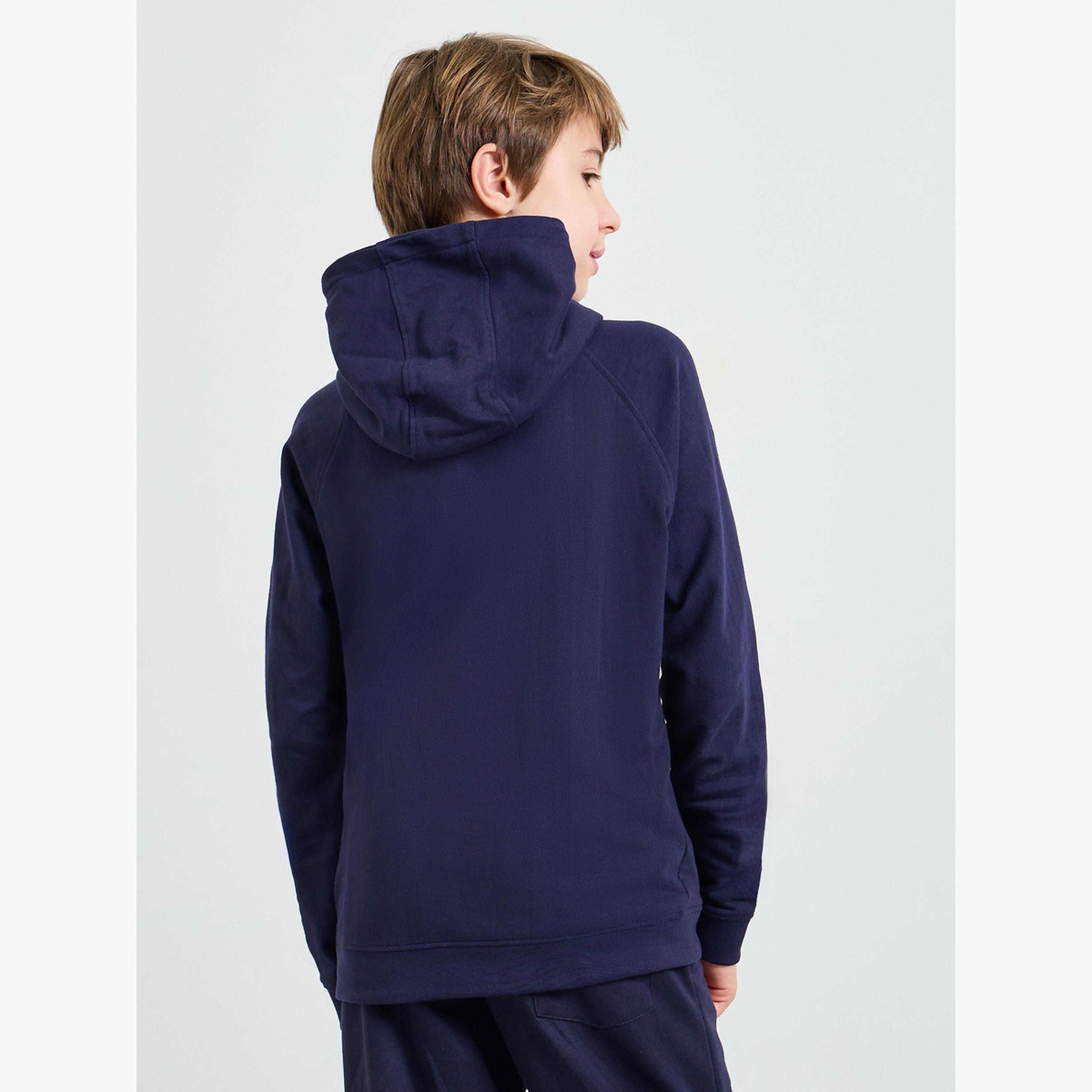 ستايلي - هودي قطني أزرق داكن للمراهقين، بقصة عادية للجنسين-boys-clothing-sweatshirts-image-4