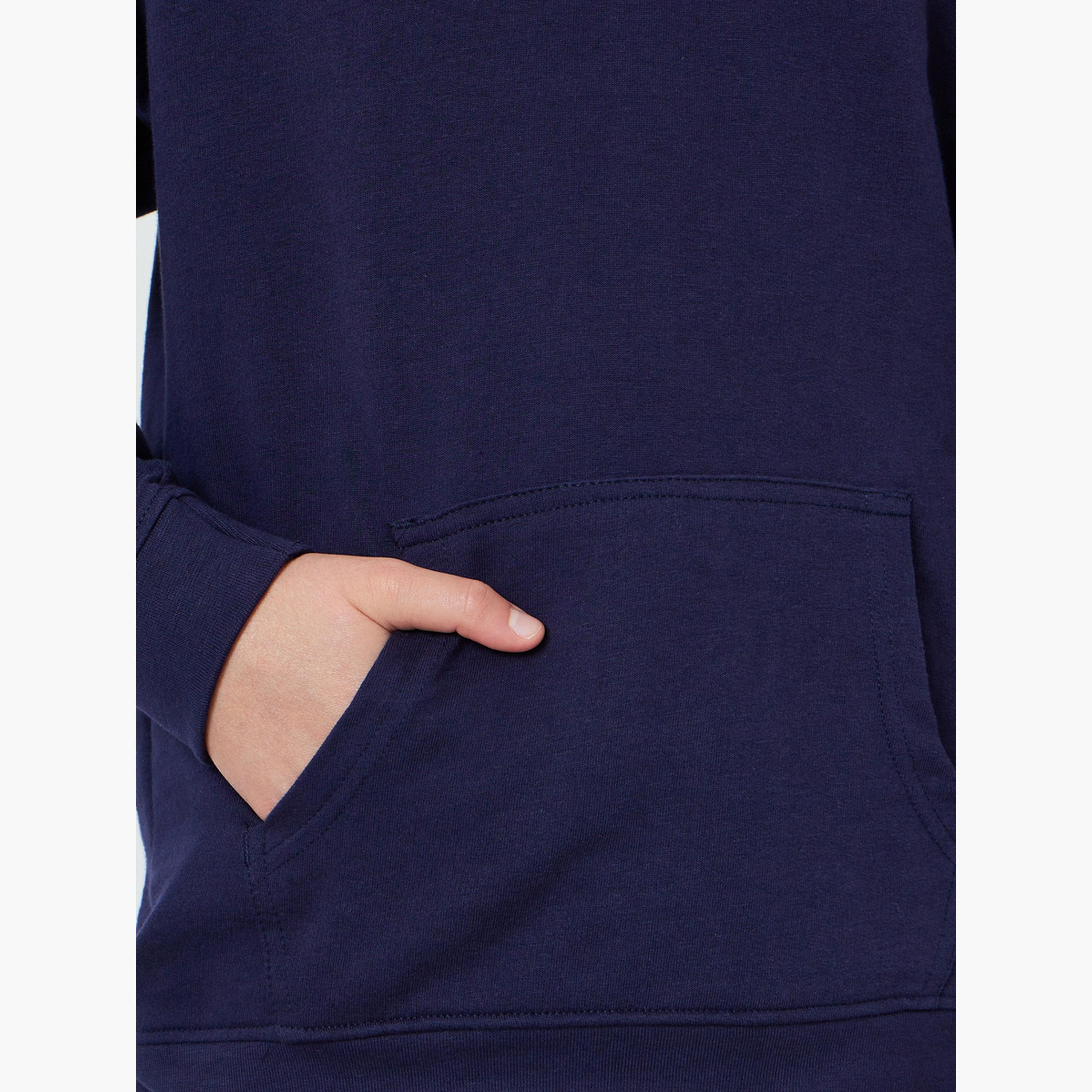 ستايلي - هودي قطني أزرق داكن للمراهقين، بقصة عادية للجنسين-boys-clothing-sweatshirts-image-5