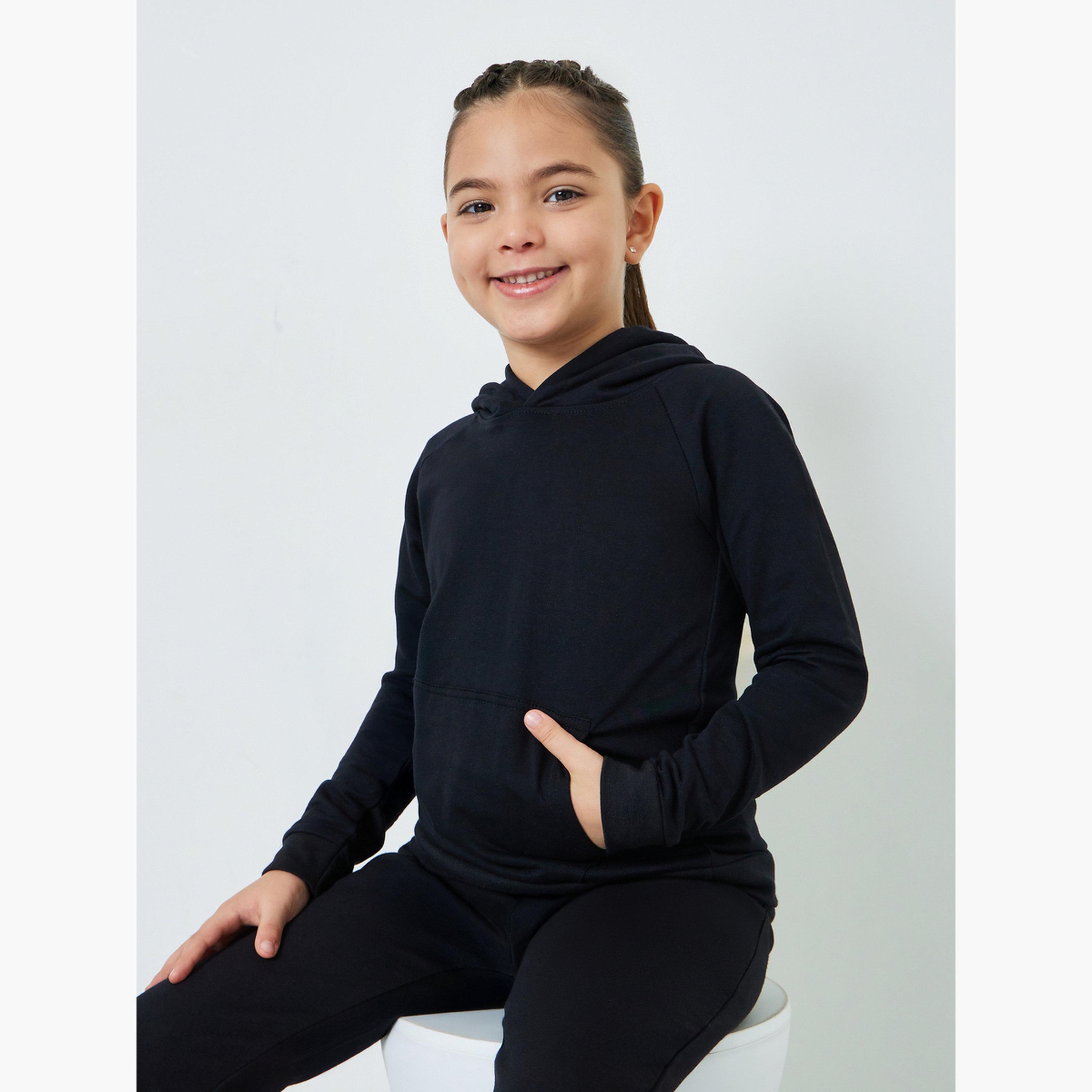 Styli Kids Unisex Black Regular Fit Cotton Hoodie-girls-clothing-sweatshirts-image-3