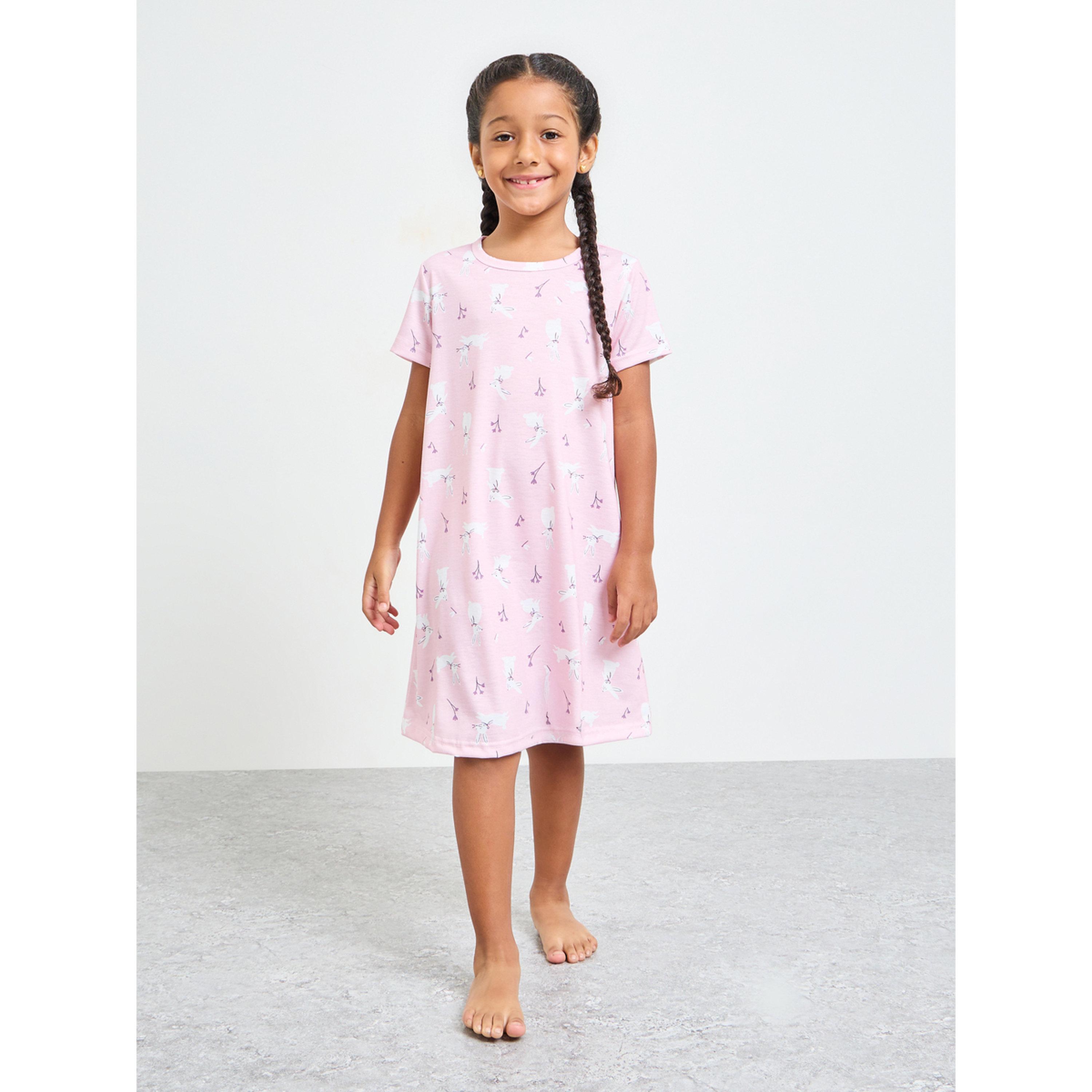طقم من قميصي نوم بأكمام قصيرة وطبعة للبنات-girls-clothing-nightwear-image-2