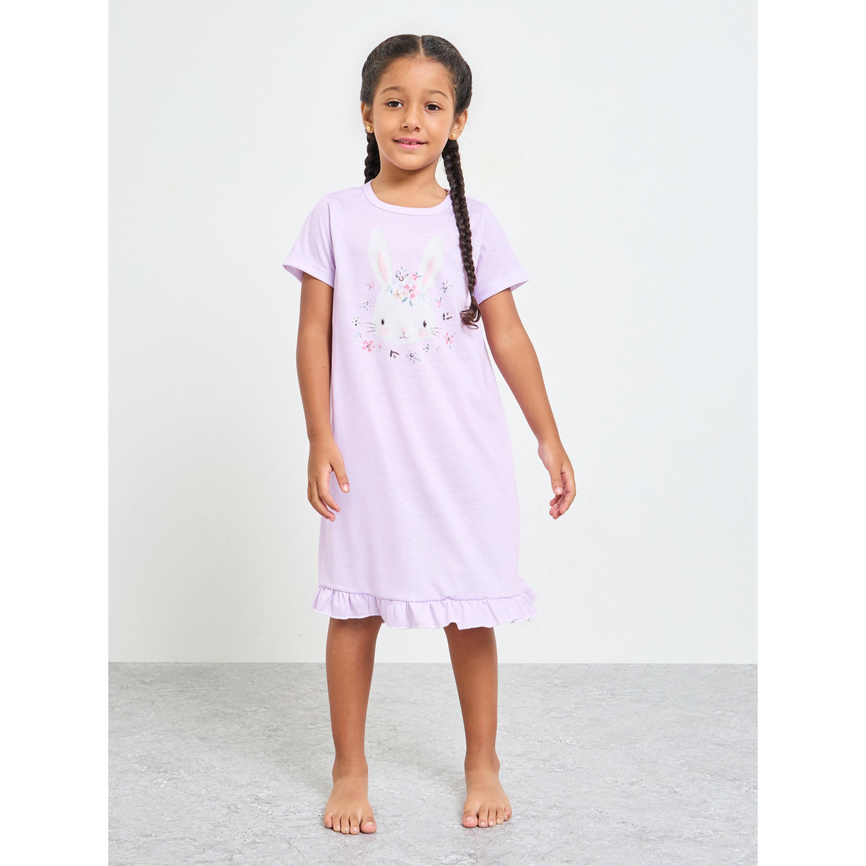 طقم من قميصي نوم بأكمام قصيرة وطبعة للبنات-girls-clothing-nightwear-image-4
