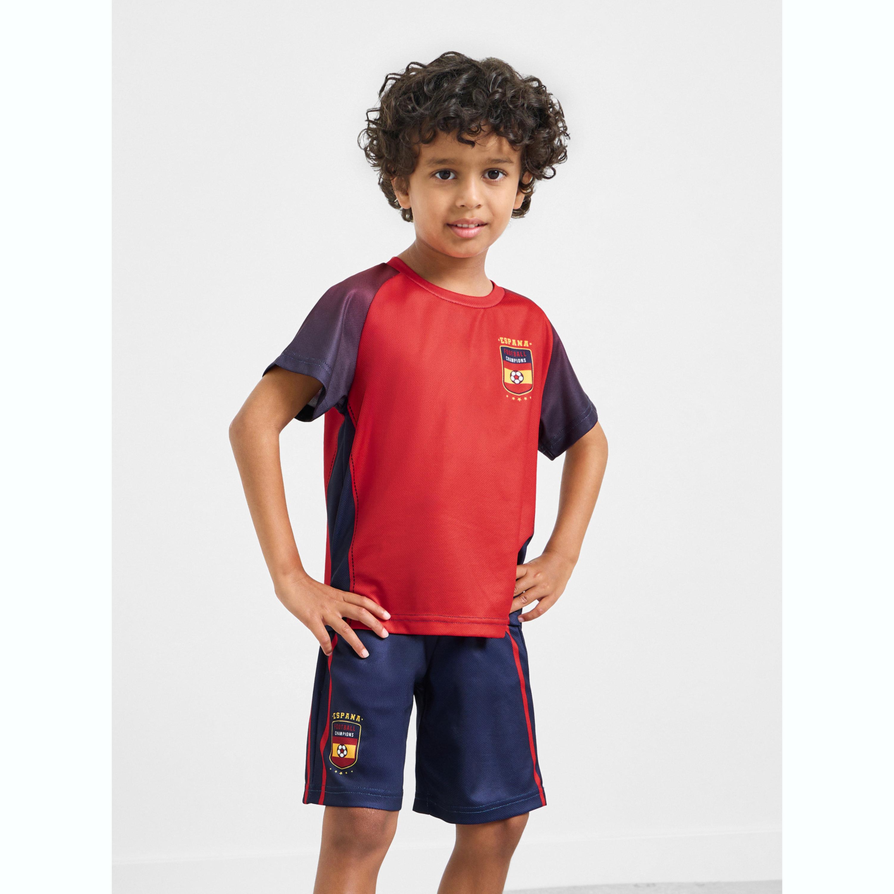 Styli Boys Spain Print Jersey T-Shirt and Shorts FIFA Football Set-boys-clothing-setsandcoords-image-1