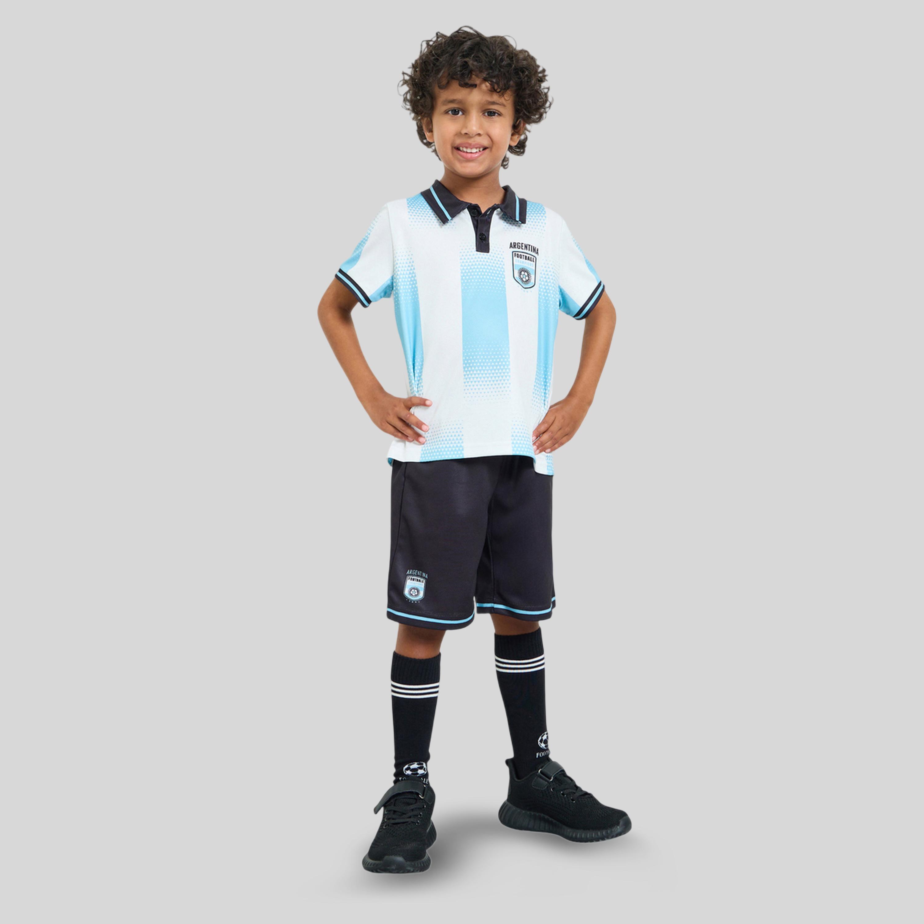 مجموعة للأطفال من شورت وتيشيرت جيرسي بطبعات الأرجنتين مستوحاة من كرة القدم-boys-clothing-setsandcoords-image-2