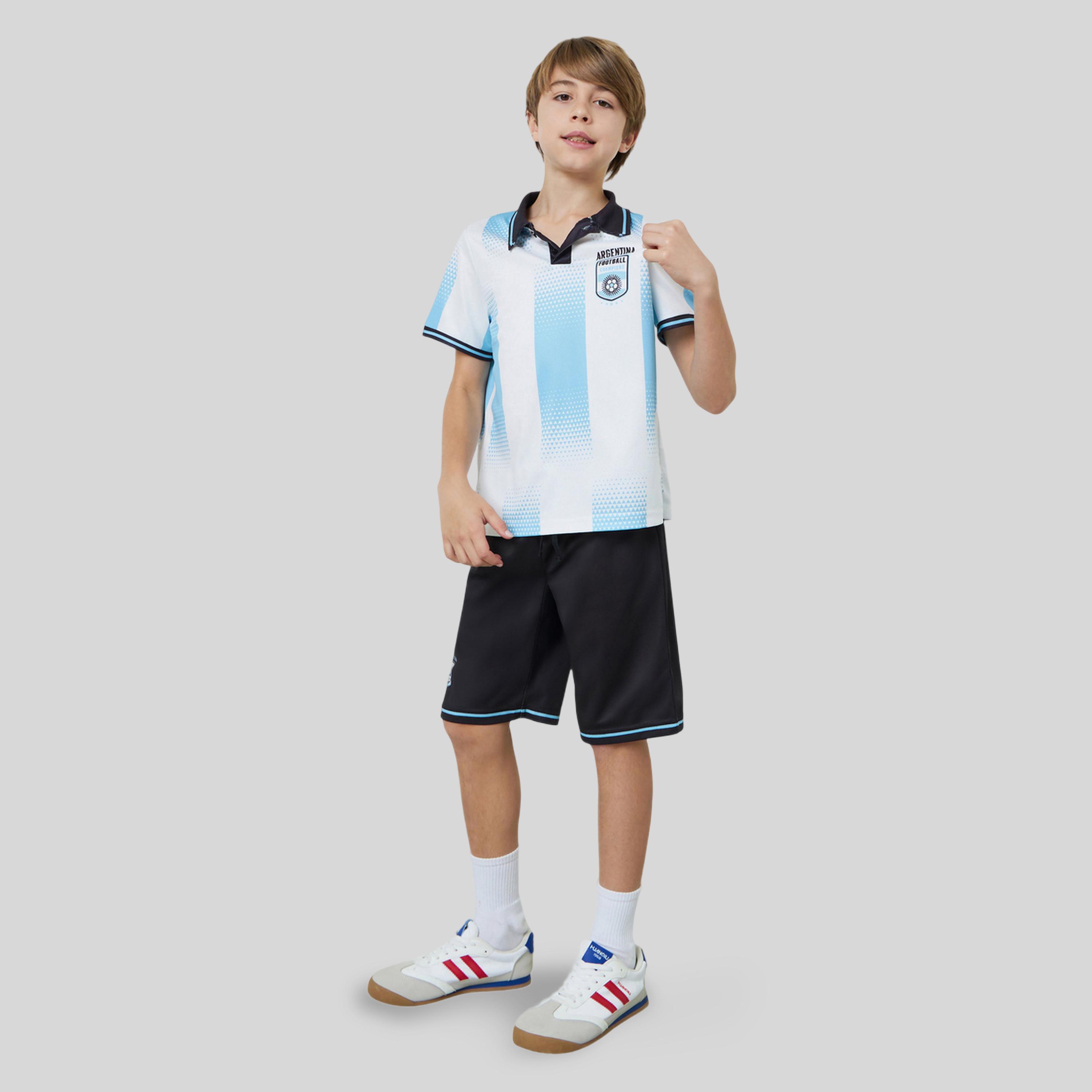 مجموعة للمراهقين من شورت وتيشيرت جيرسي بطبعات الأرجنتين مستوحاة من كرة القدم-boys-clothing-setsandcoords-image-2