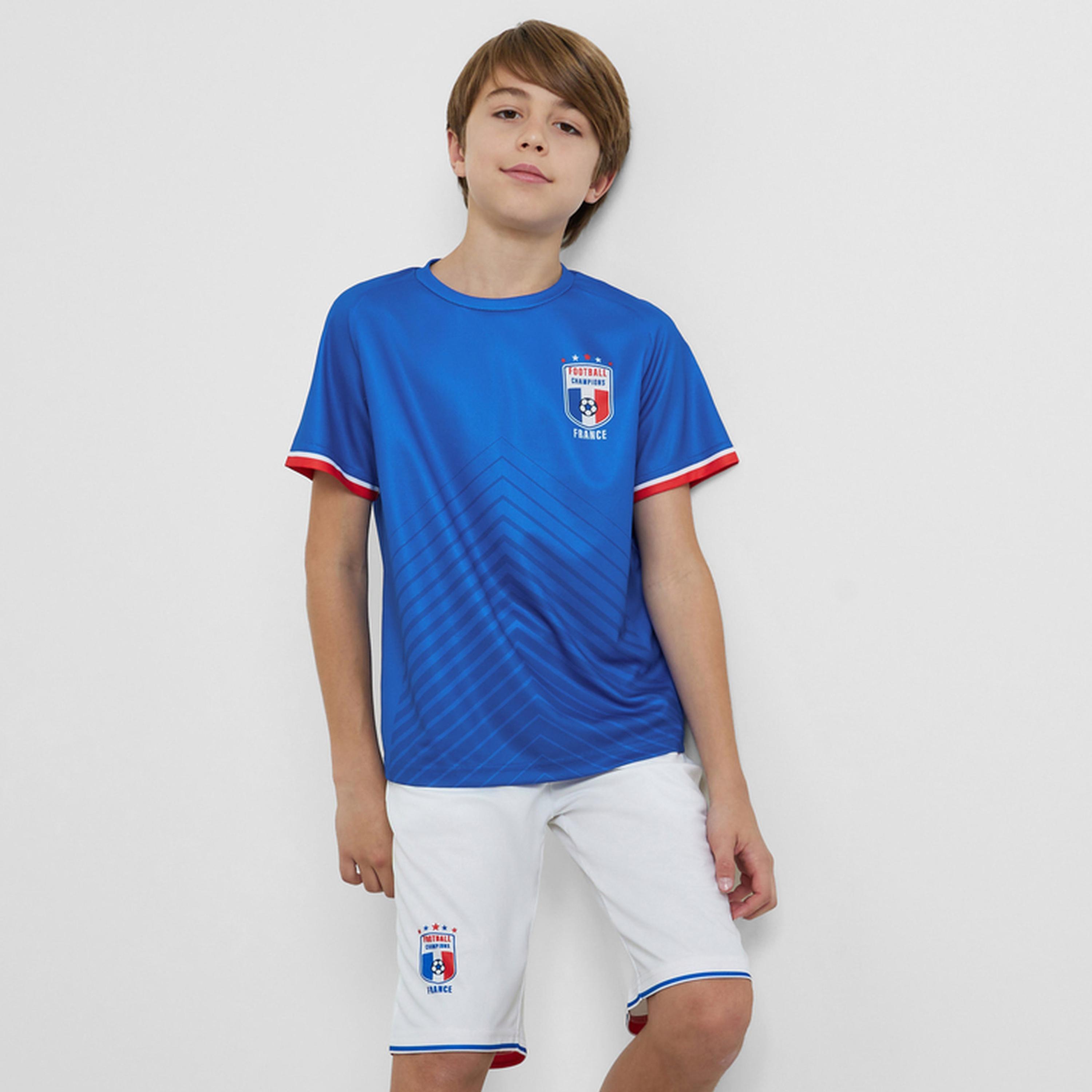 مجموعة للأطفال من شورت وتيشيرت جيرسي بطبعات فرنسا مستوحاة من كرة القدم-boys-clothing-sportswear-sets-image-1