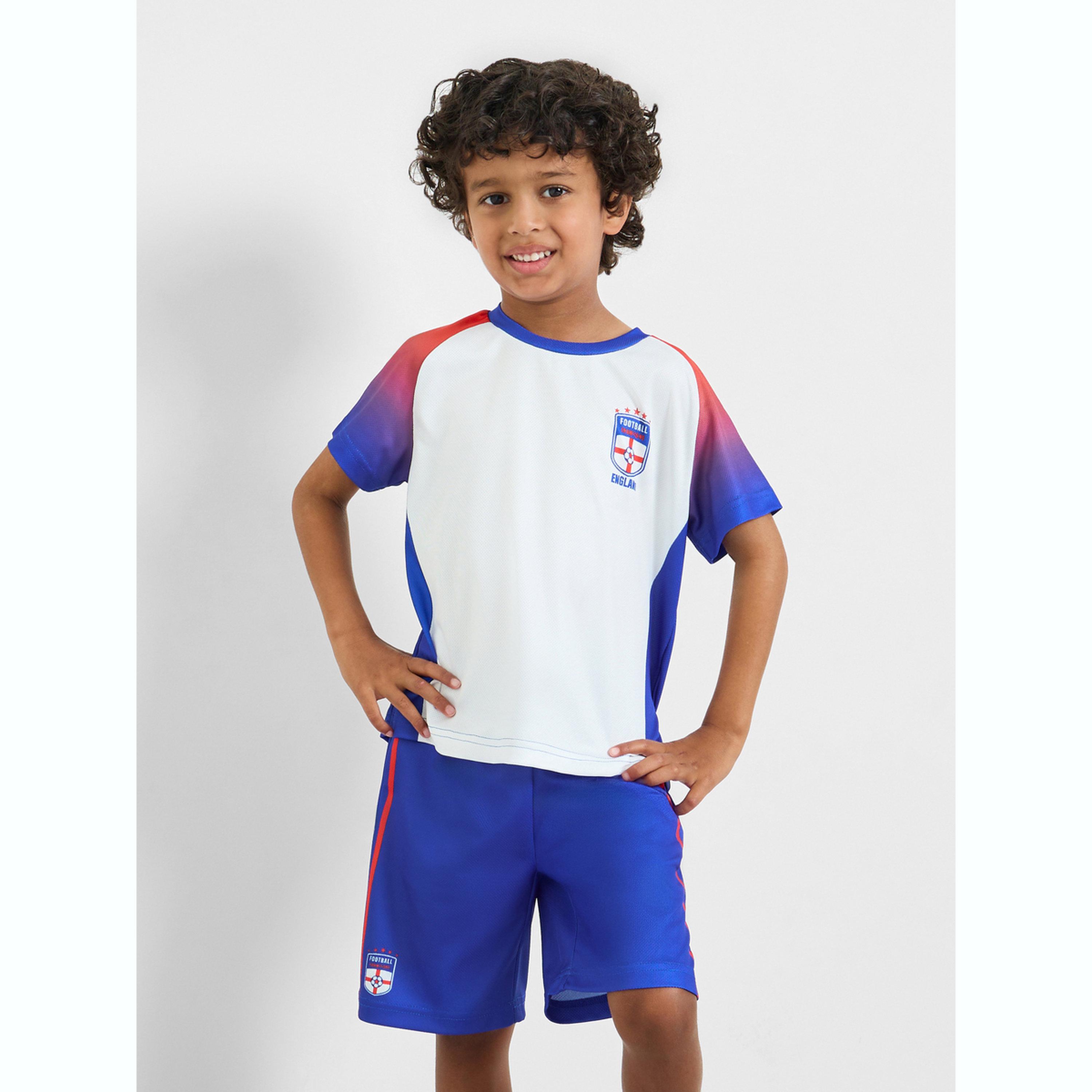 مجموعة للأطفال من شورت وتيشيرت جيرسي بطبعات إنجلترا مستوحاة من كرة القدم-boys-clothing-sportswear-sets-image-1