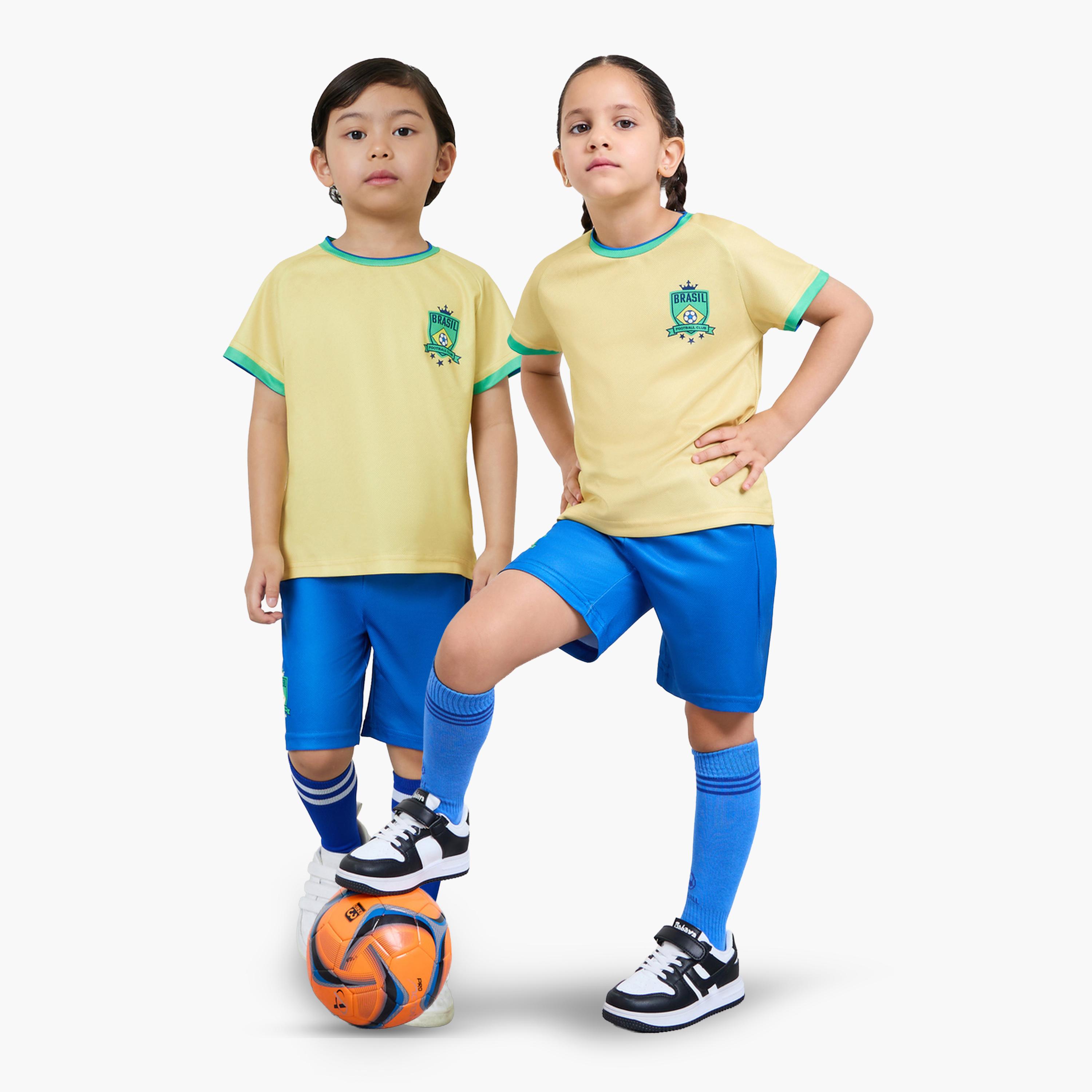 طقم كرة قدم منتخب البرازيل من شورت وتيشيرت-boys-clothing-sportswear-sets-image-1