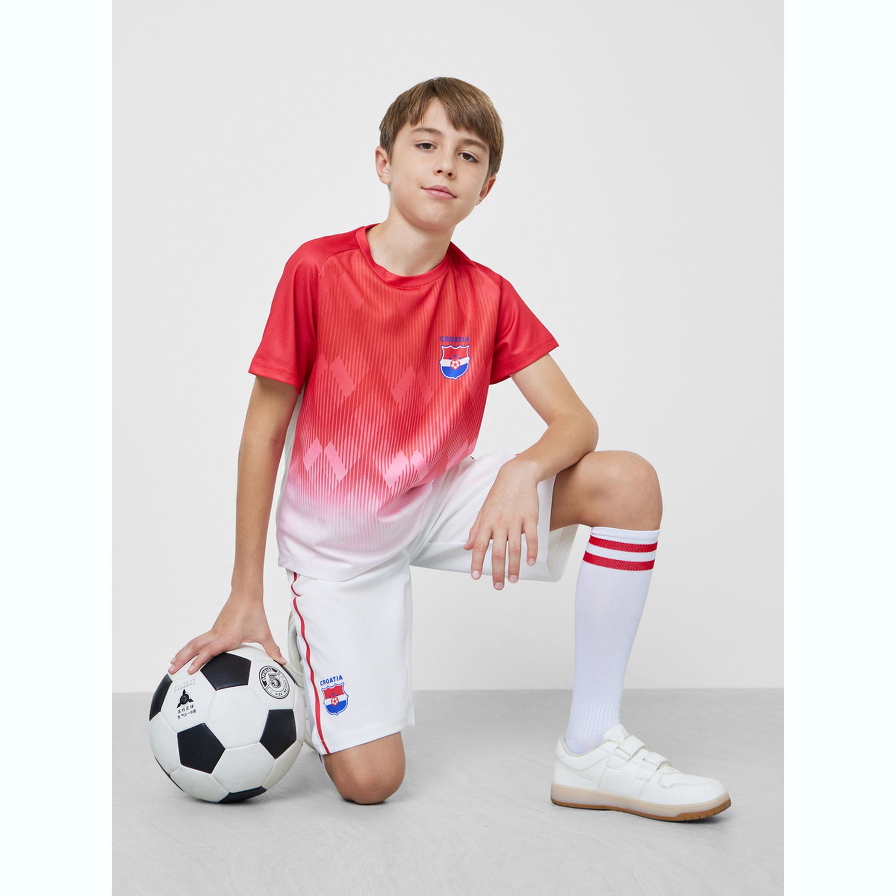 Styli Teens Croatia Print Jersey T-Shirt and Shorts FIFA Football Set-boys-clothing-sportswear-sets-image-3