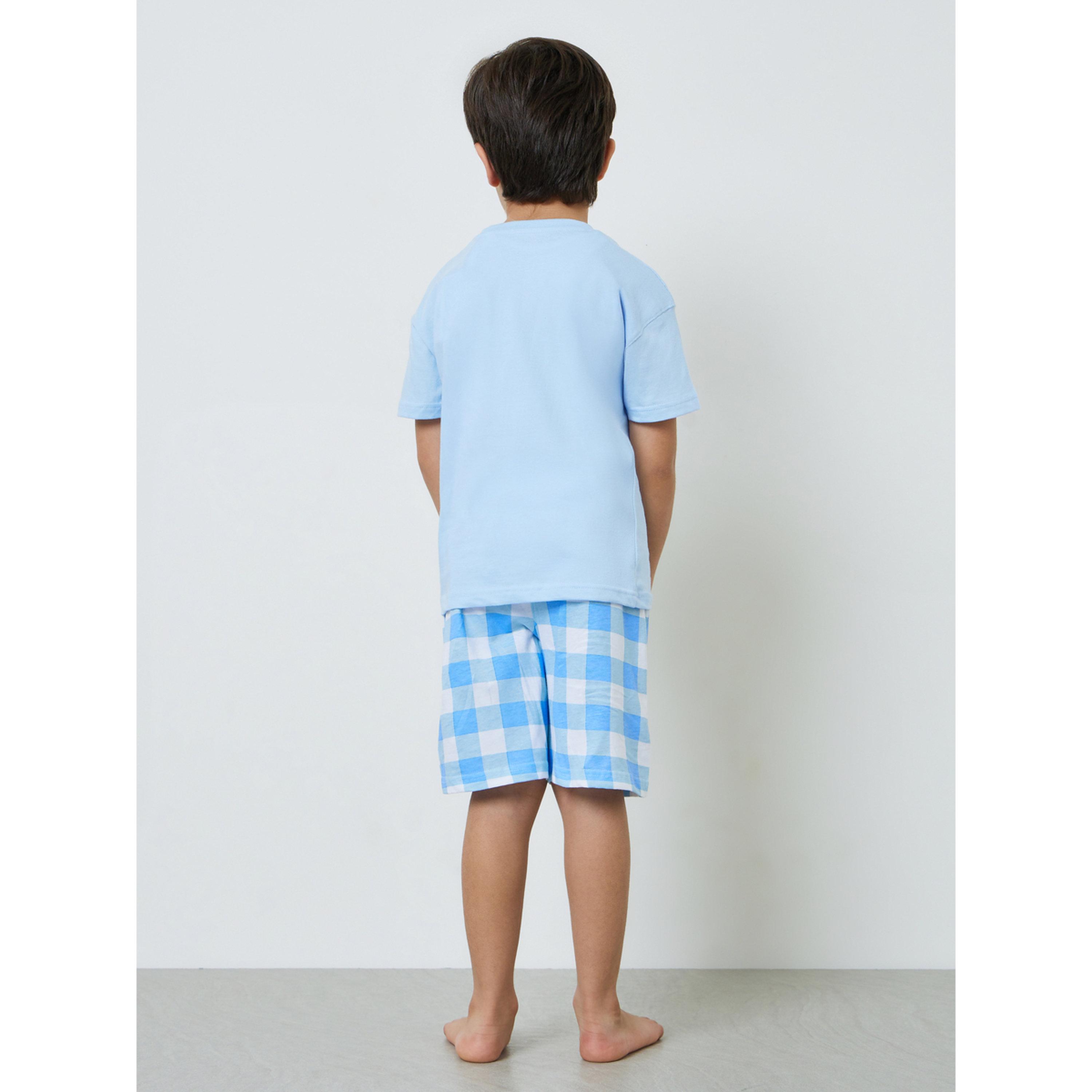 Styli Boys Short Sleeve T-Shirt and Checkered Shorts Set-boys-clothing-nightwear-image-4