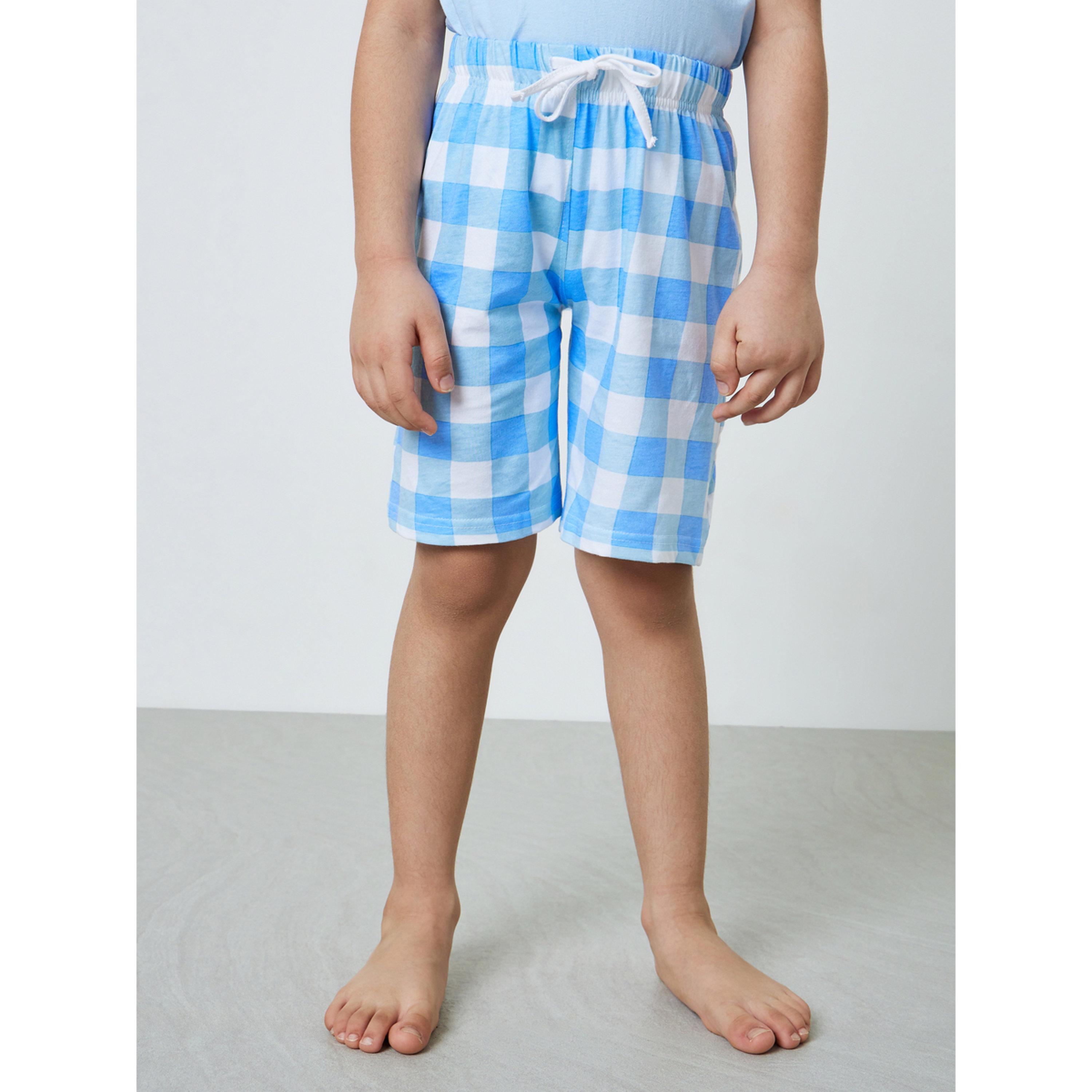 Styli Boys Short Sleeve T-Shirt and Checkered Shorts Set-boys-clothing-nightwear-image-5