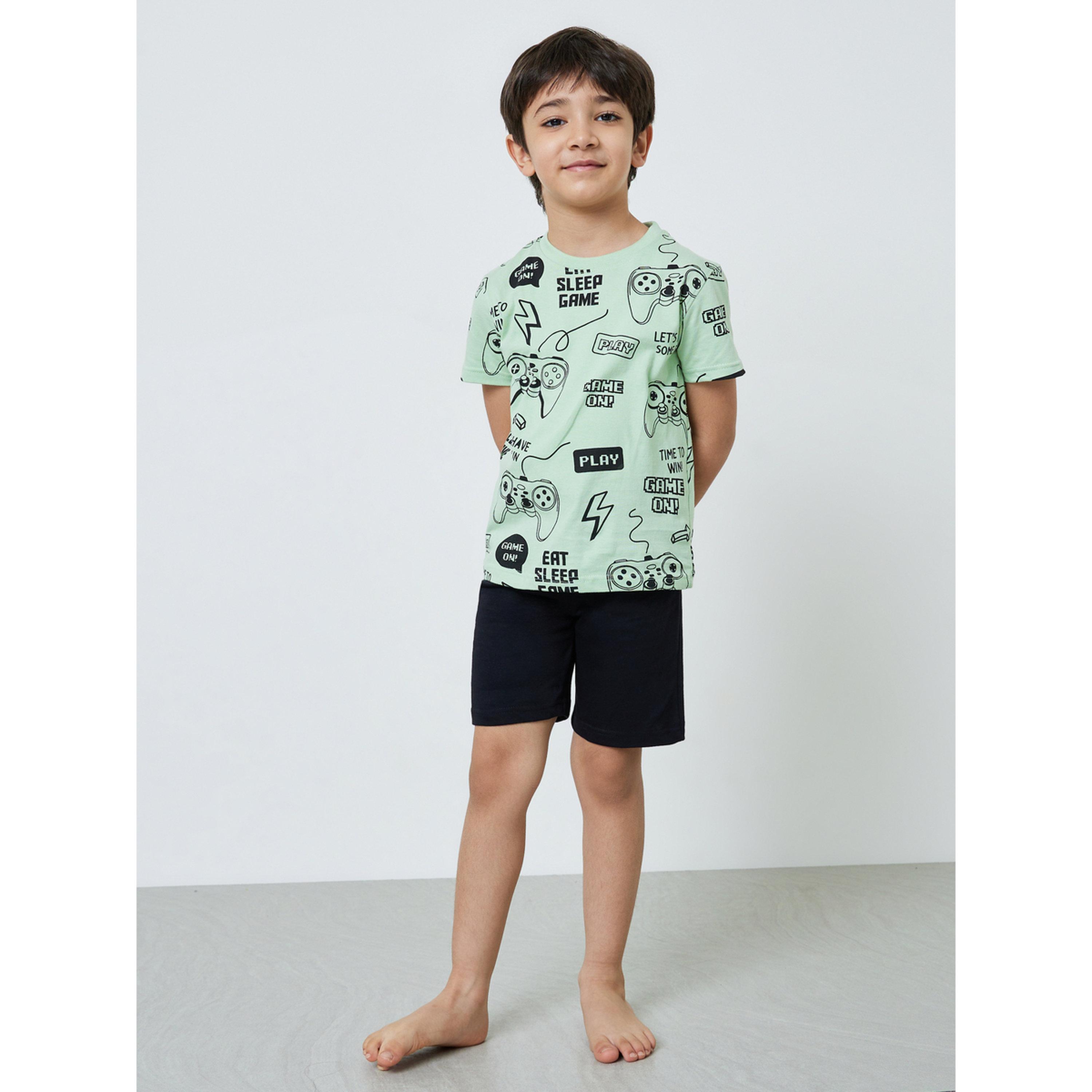 طقم من شورت وتيشيرت قطن بطبعة ألعاب للأولاد-boys-clothing-nightwear-image-2