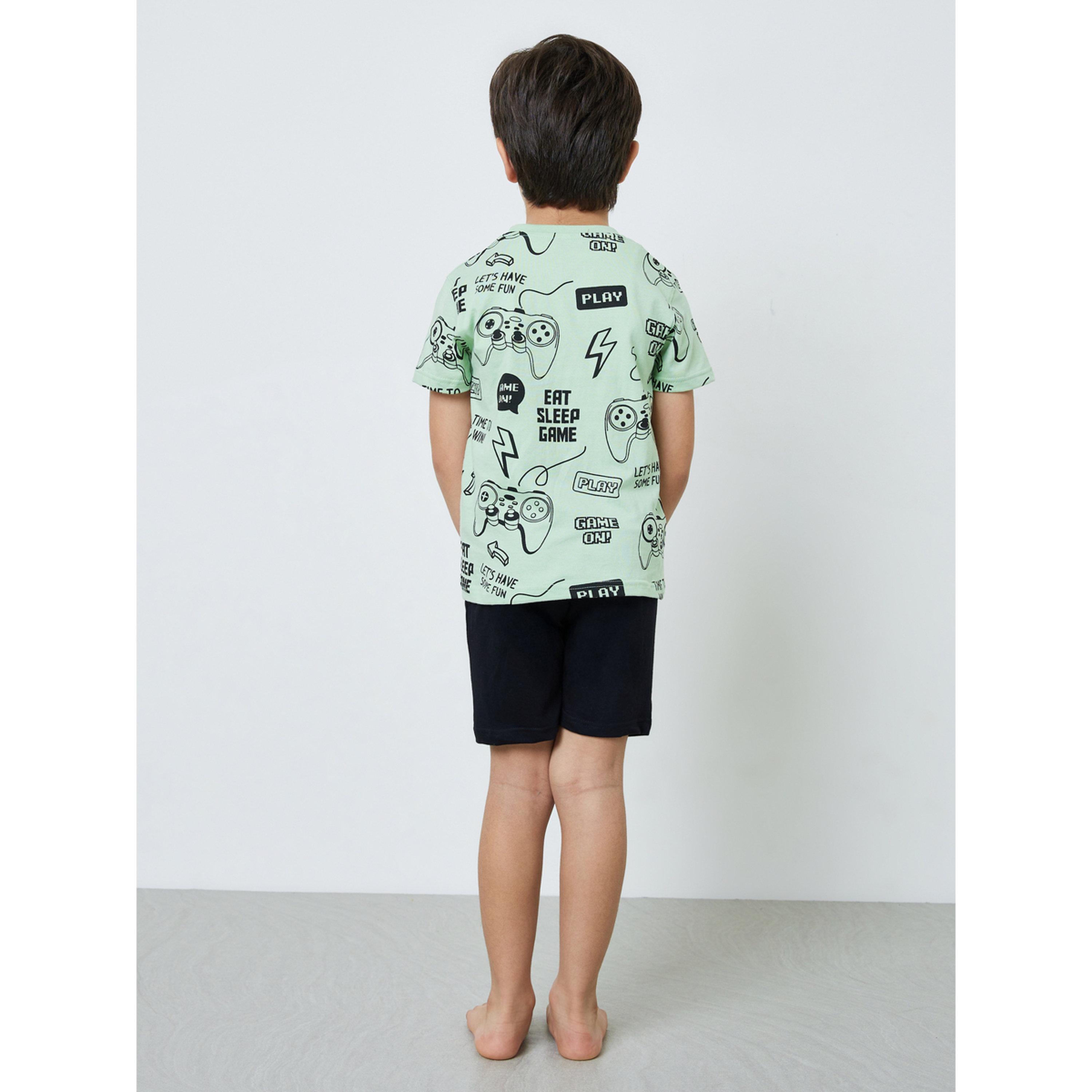 طقم من شورت وتيشيرت قطن بطبعة ألعاب للأولاد-boys-clothing-nightwear-image-4