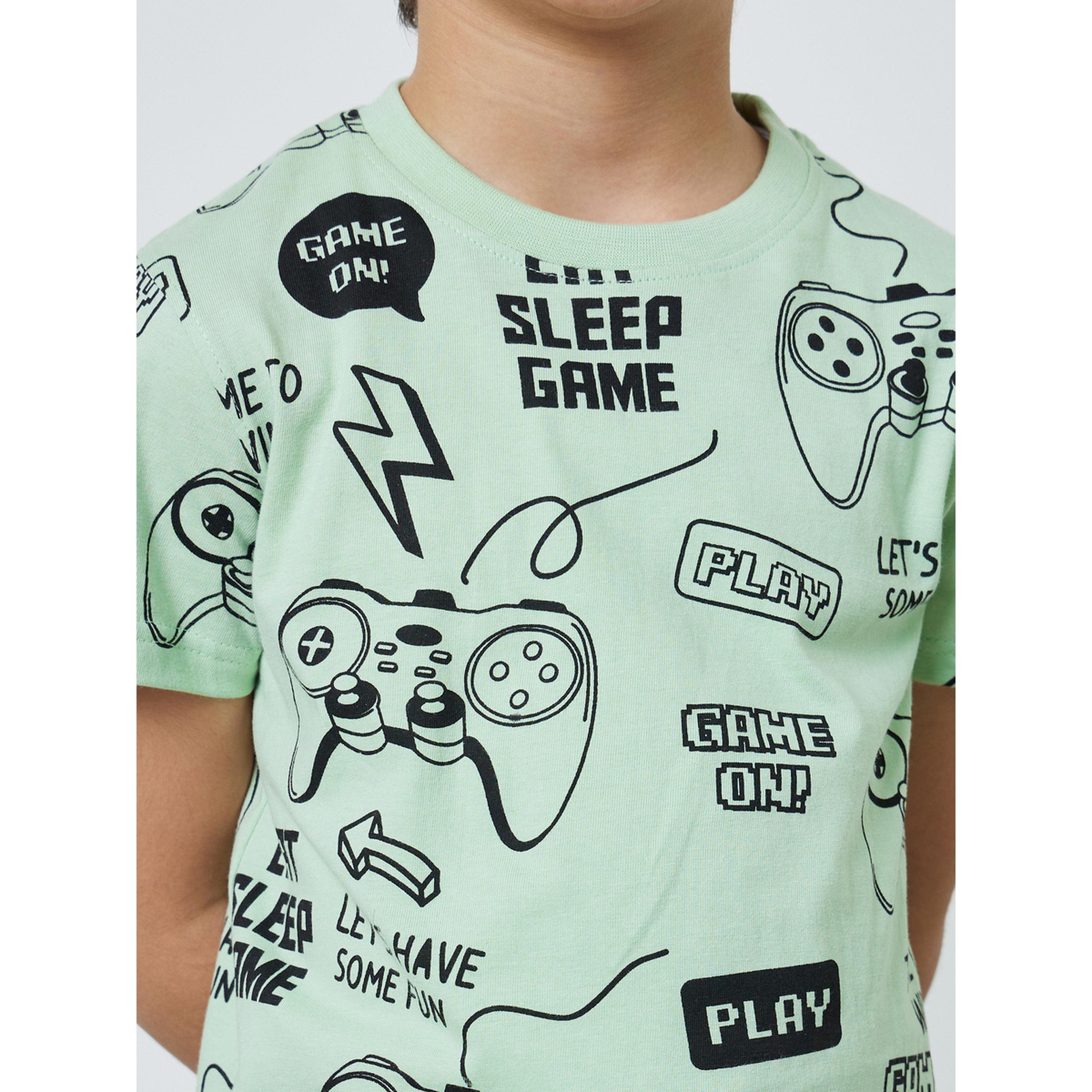 طقم من شورت وتيشيرت قطن بطبعة ألعاب للأولاد-boys-clothing-nightwear-image-6
