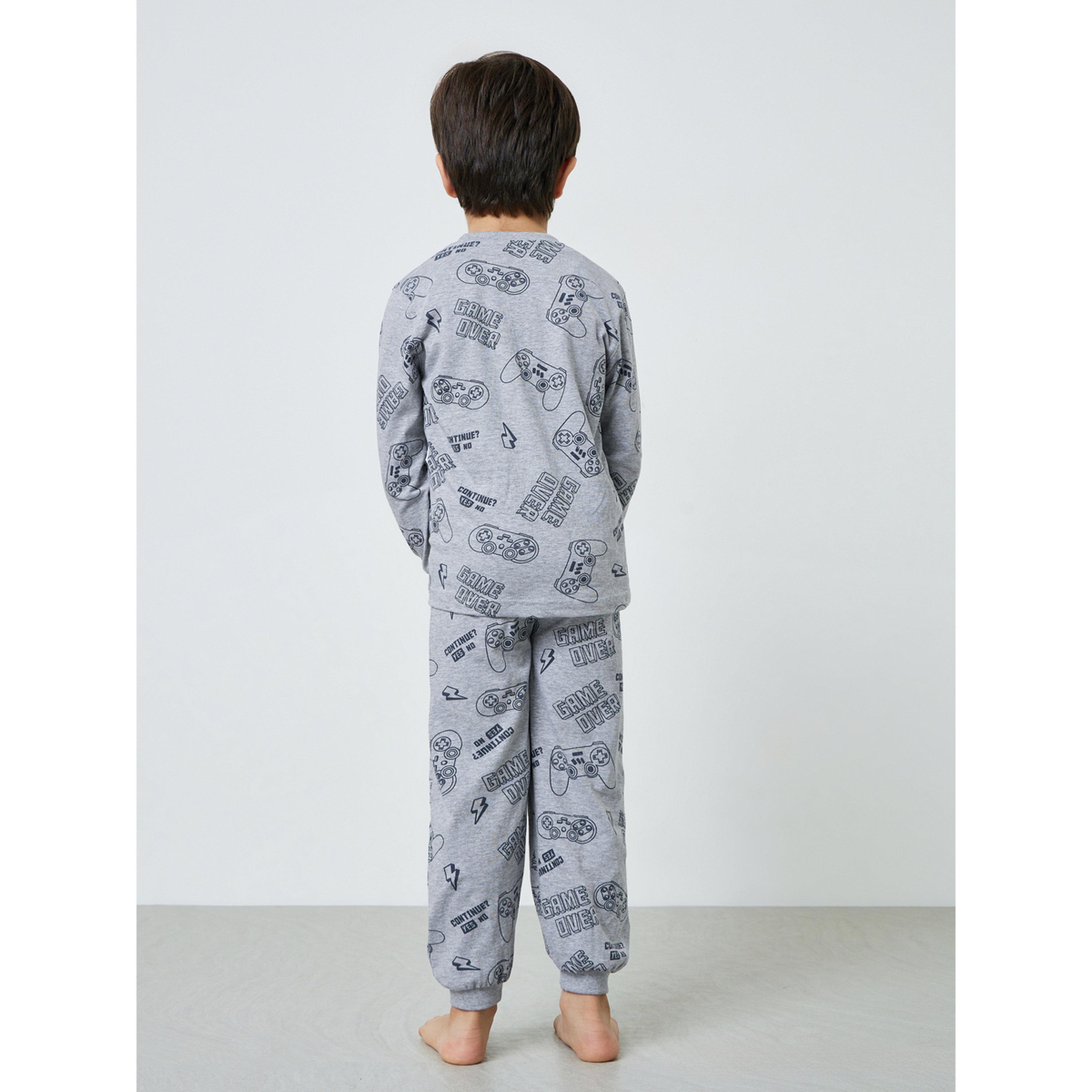 Styli Boys Grey Gaming Print T-Shirt and Pyjama Set-boys-clothing-nightwear-image-3