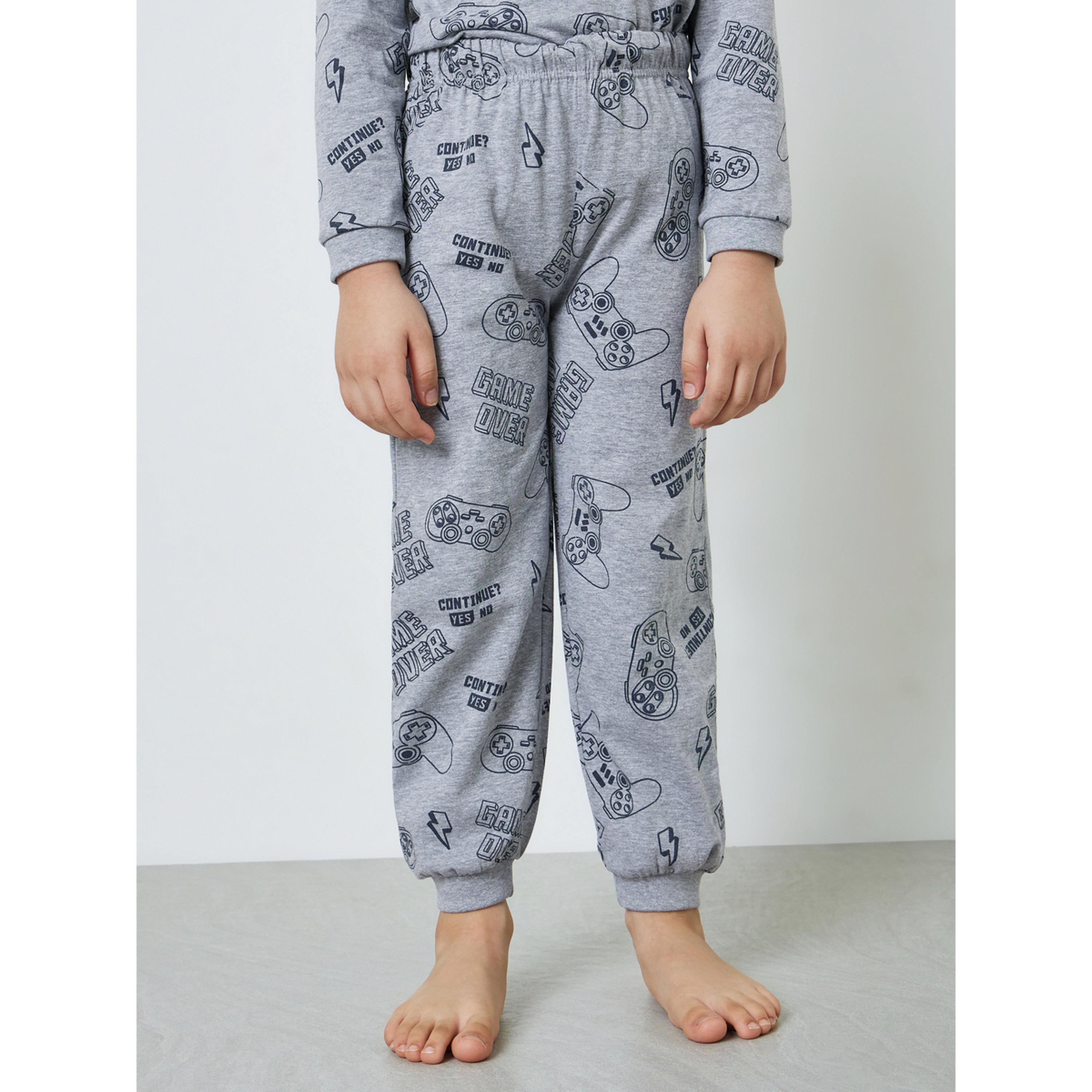 Styli Boys Grey Gaming Print T-Shirt and Pyjama Set-boys-clothing-nightwear-image-4