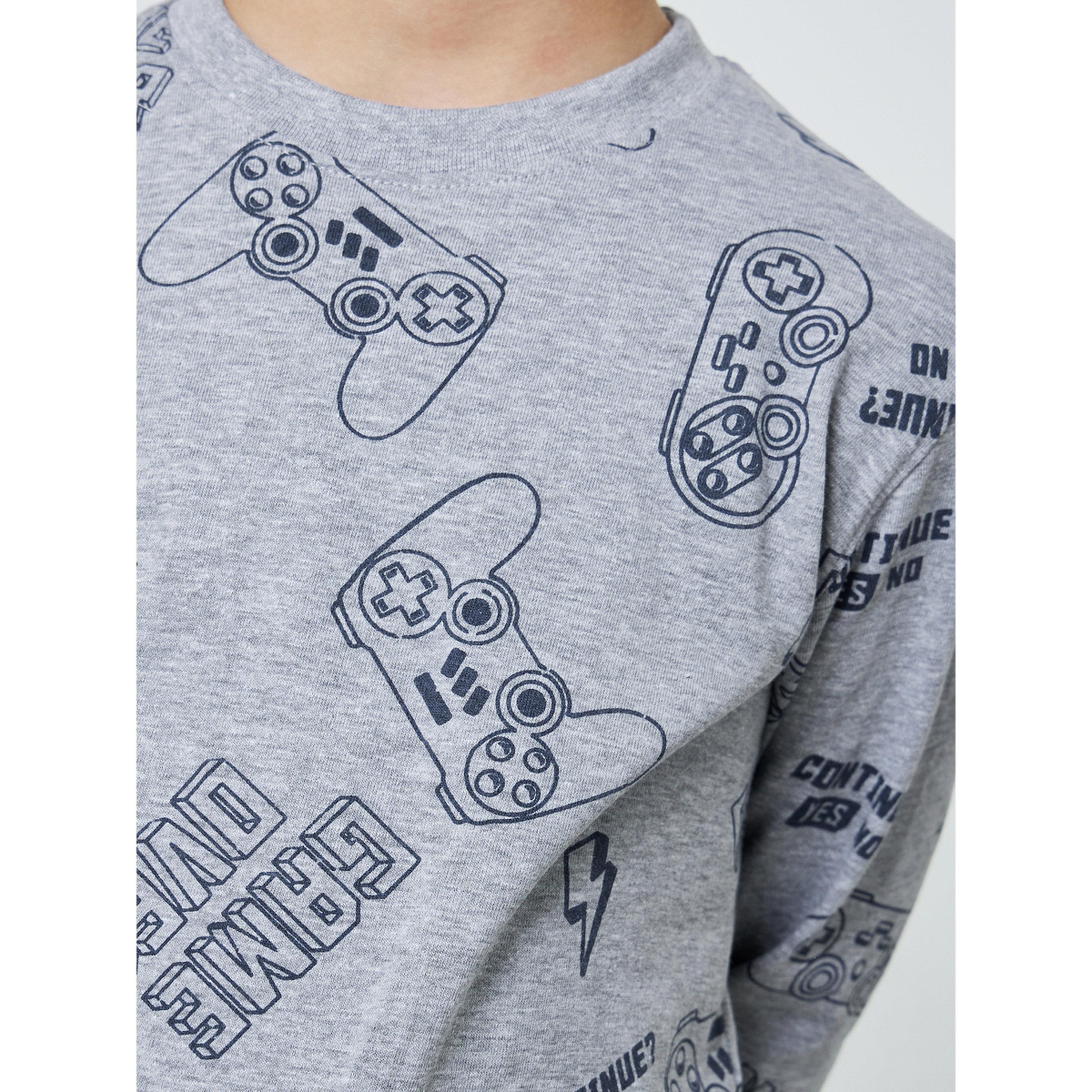 Styli Boys Grey Gaming Print T-Shirt and Pyjama Set-boys-clothing-nightwear-image-5