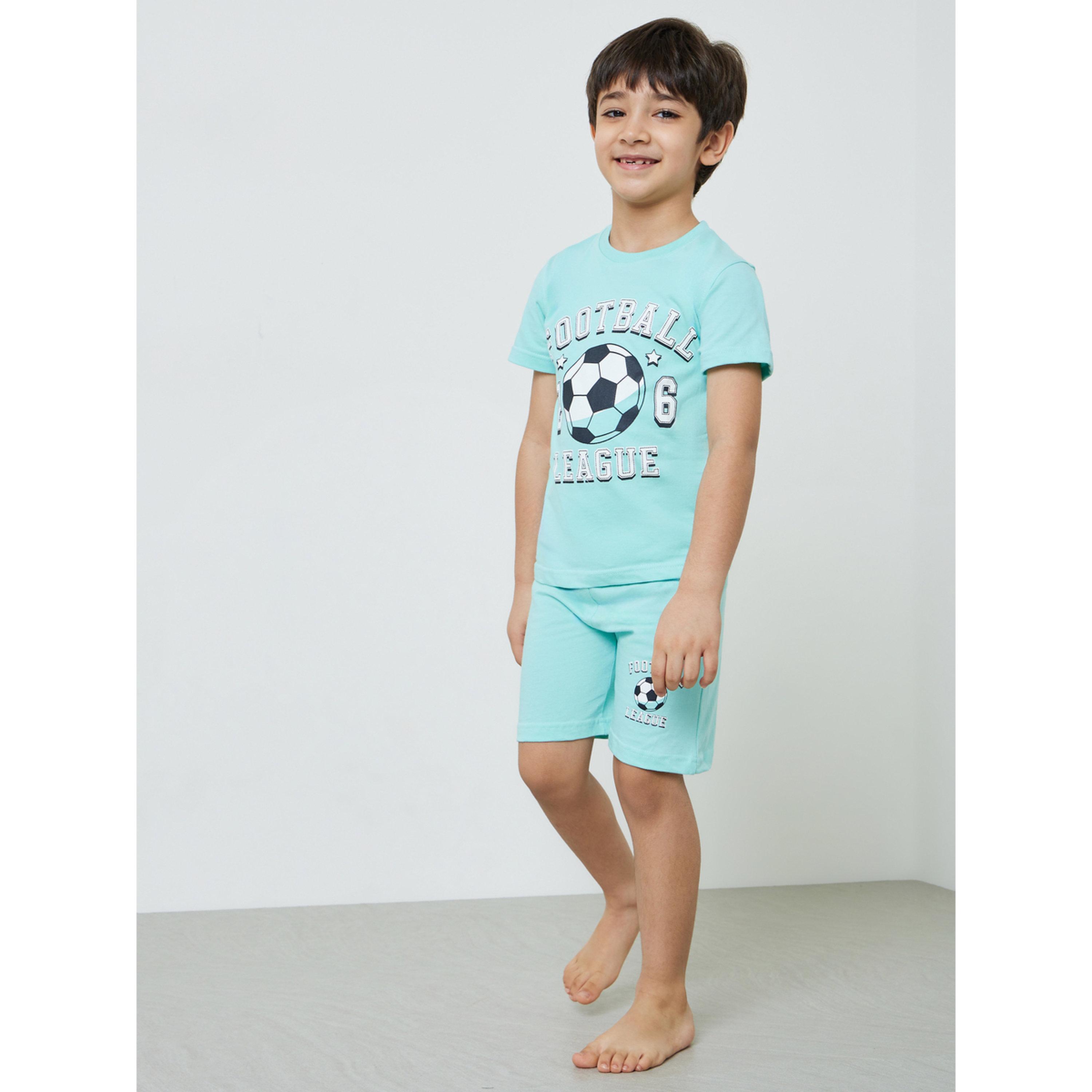 Styli Boys Pack of 3 - Graphic Print Cotton T-Shirt, Shorts and Pyjama Set-boys-clothing-nightwear-image-2