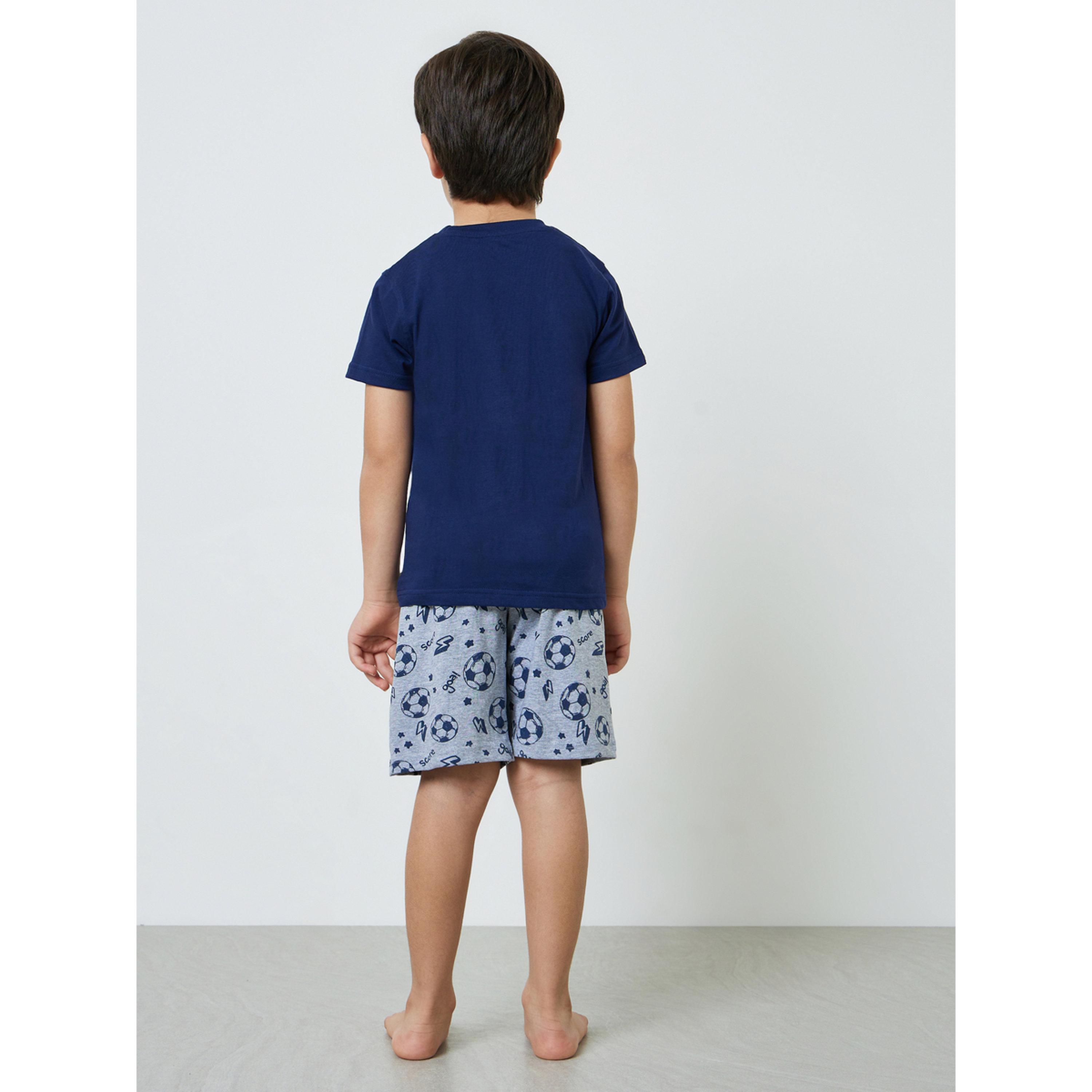 Styli Boys Cotton Soccer Print T-Shirt and Shorts Set-boys-clothing-nightwear-image-4