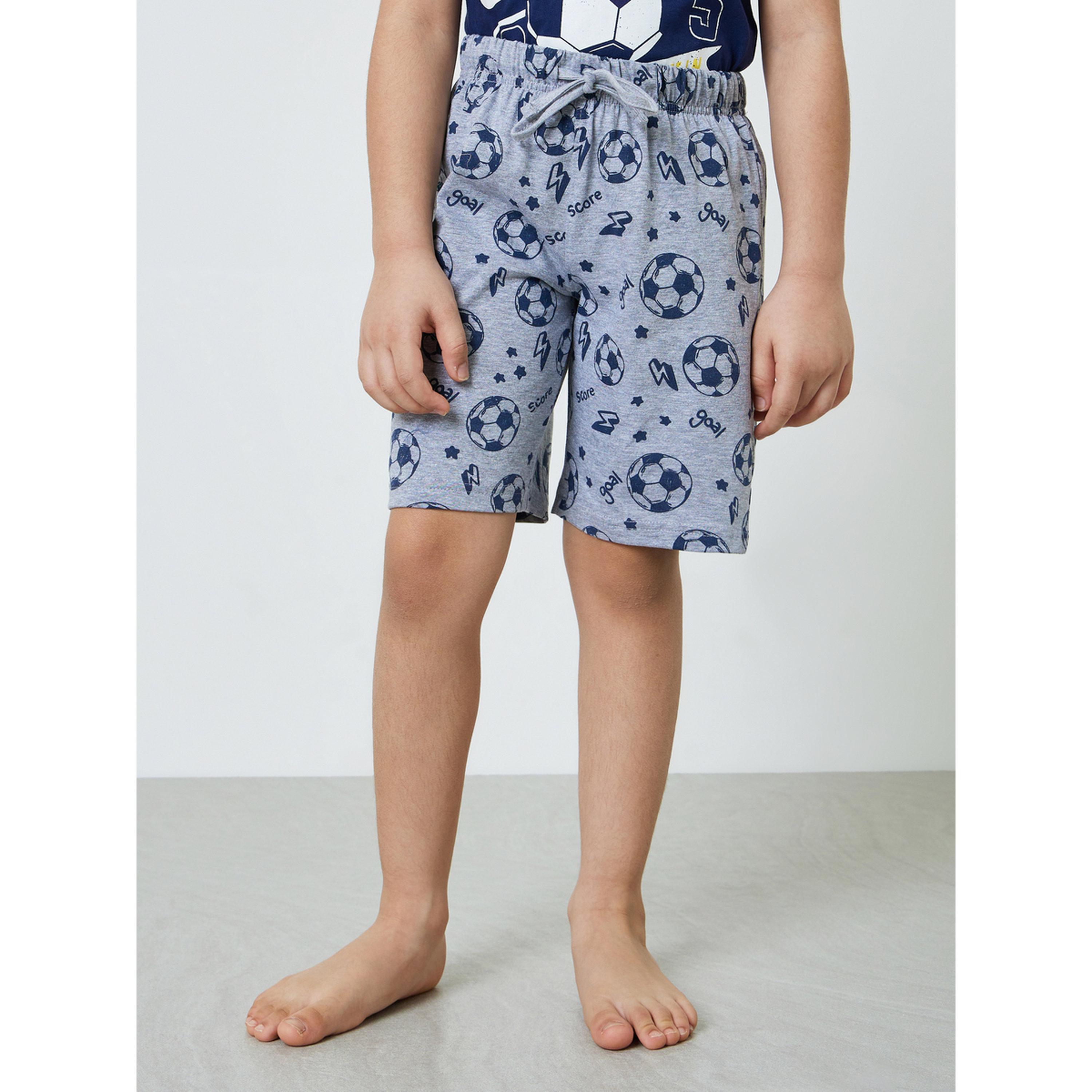 Styli Boys Cotton Soccer Print T-Shirt and Shorts Set-boys-clothing-nightwear-image-5