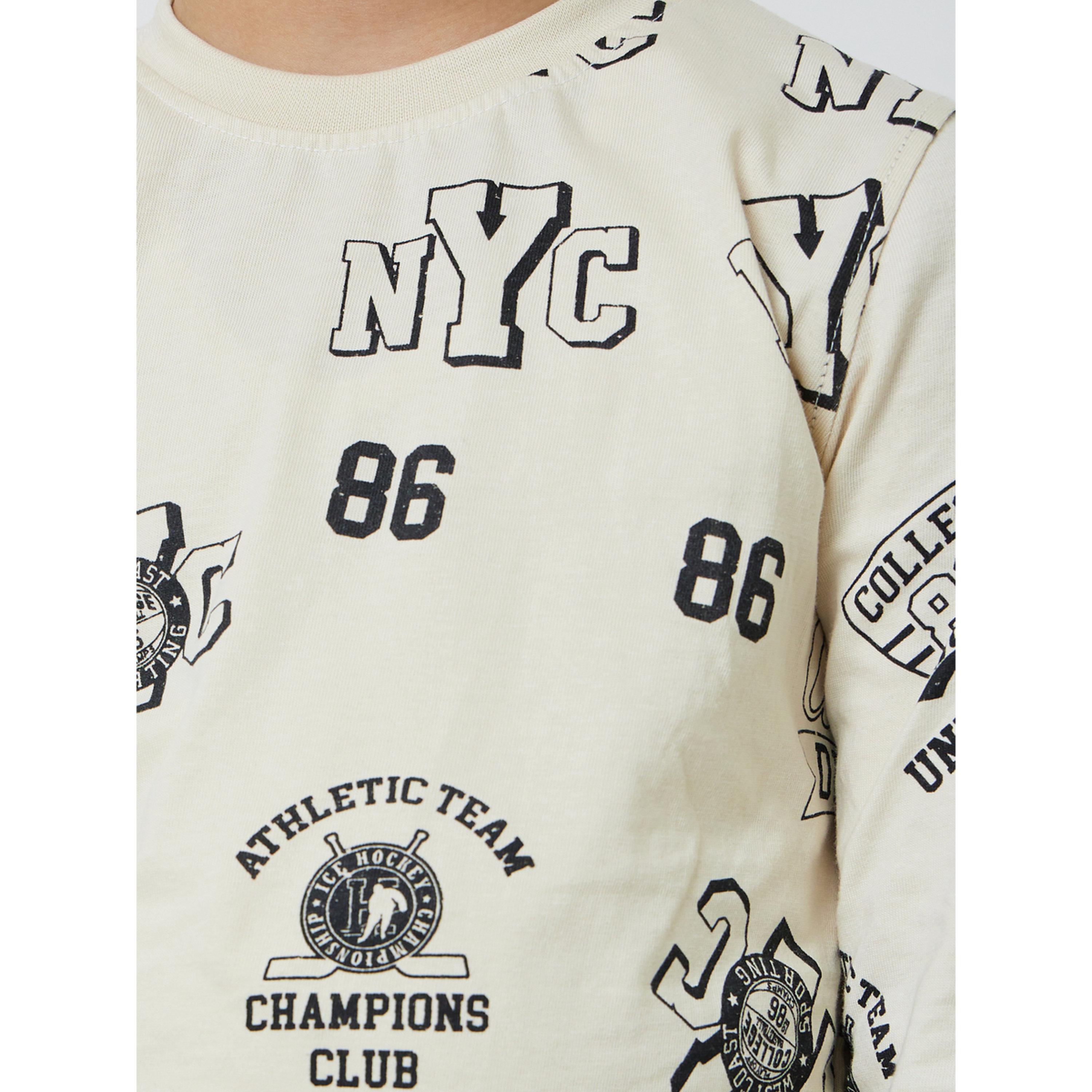 Styli Boys Cream Printed Long Sleeve T-Shirt and Pyjama Set-boys-clothing-nightwear-image-5