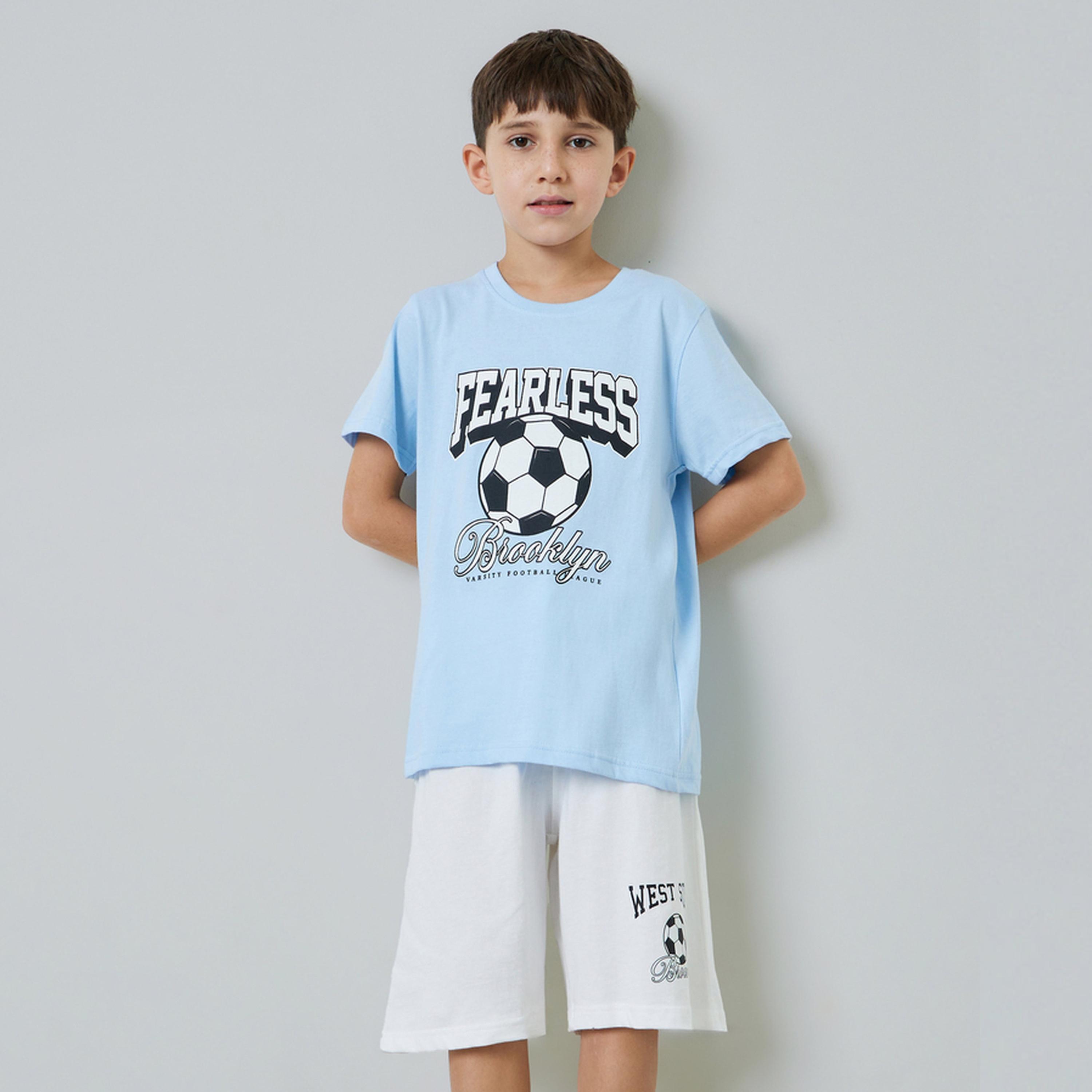 طقم بيجاما من شورت وتيشيرت بطبعة جرافيك للأولاد-boys-clothing-nightwear-image-1