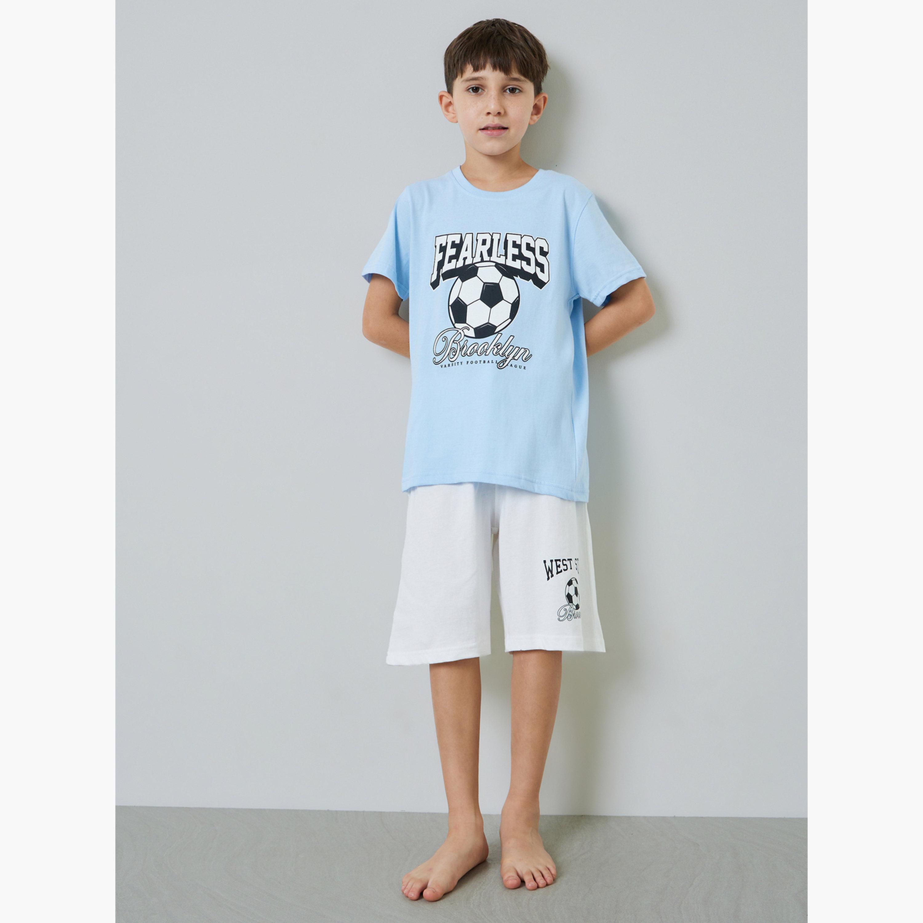 طقم بيجاما من شورت وتيشيرت بطبعة جرافيك للأولاد-boys-clothing-nightwear-image-2