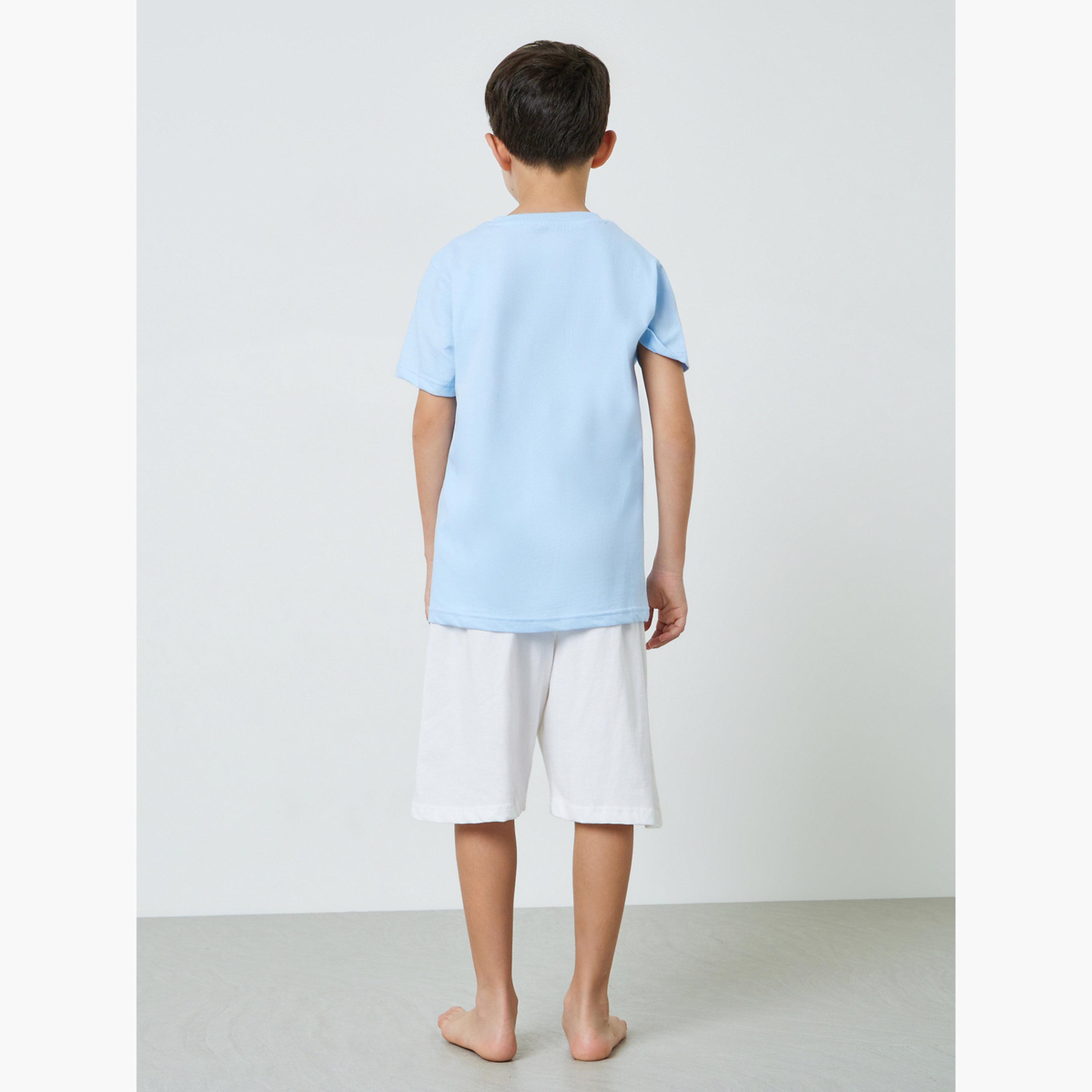 طقم بيجاما من شورت وتيشيرت بطبعة جرافيك للأولاد-boys-clothing-nightwear-image-4
