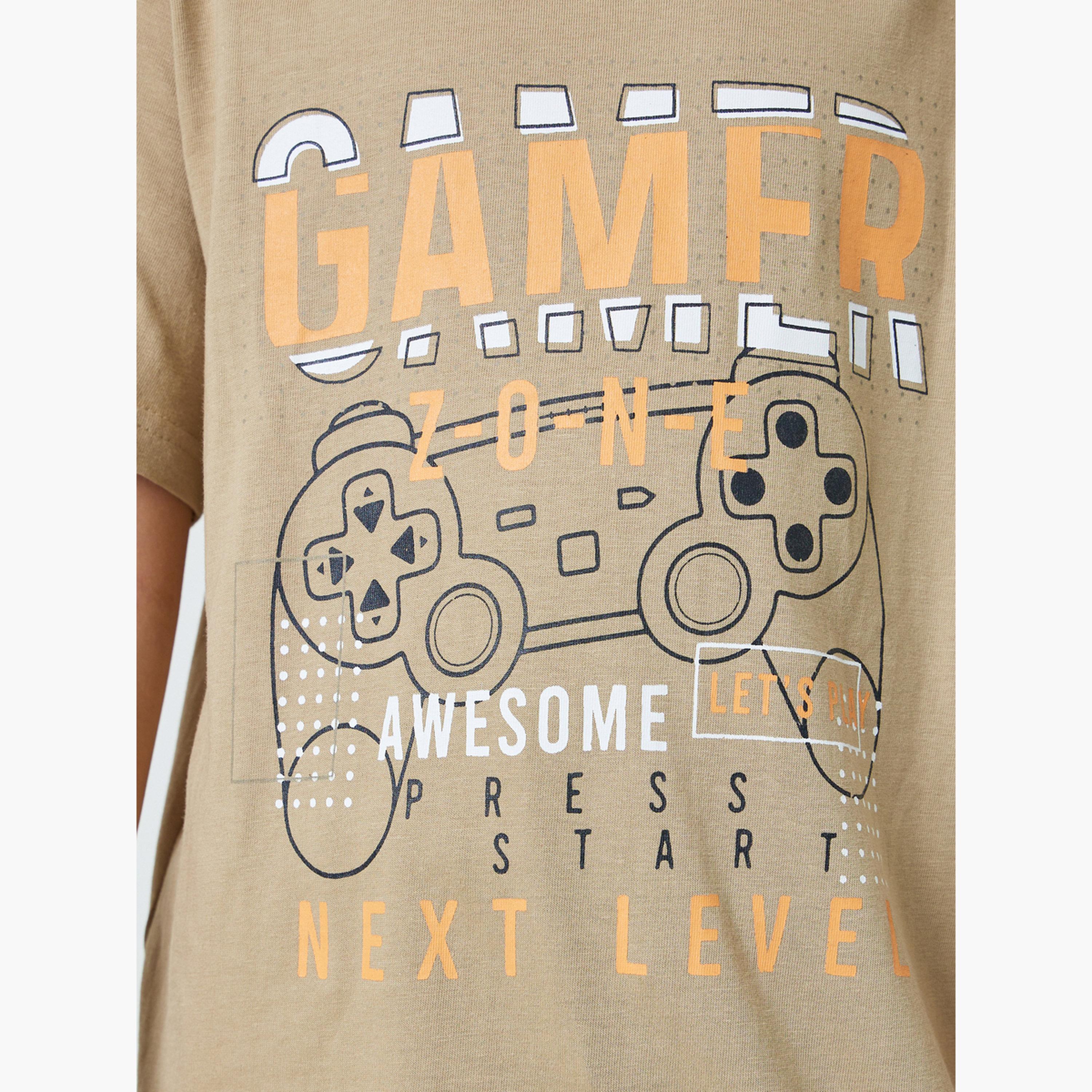 طقم بيجاما من شورت بتفاصيل جيب وتيشيرت بطبعة جرافيك للأولاد-boys-clothing-nightwear-image-6
