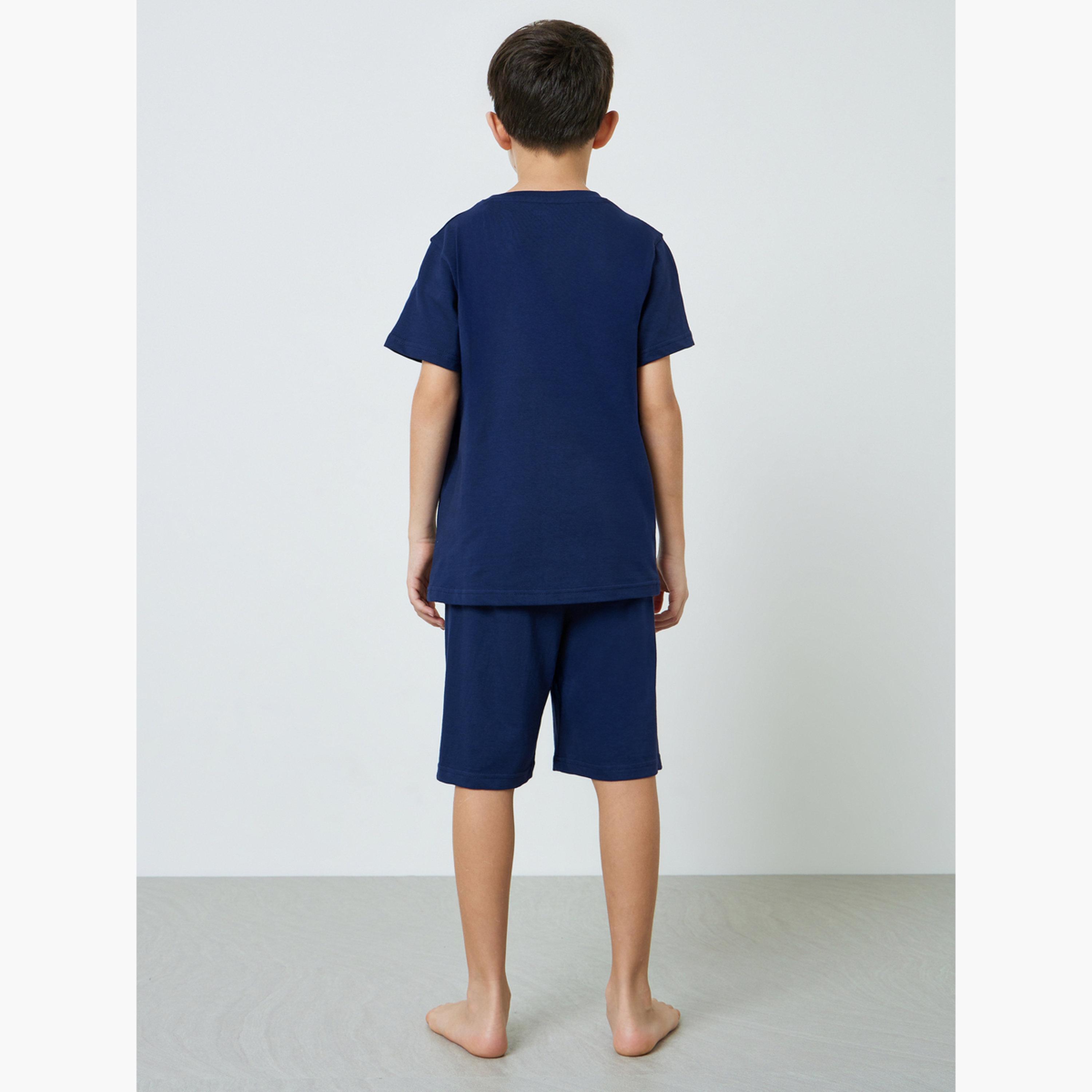 طقم شورت وتيشيرت قطن بطبعة كرة السلة للأولاد-boys-clothing-nightwear-image-4