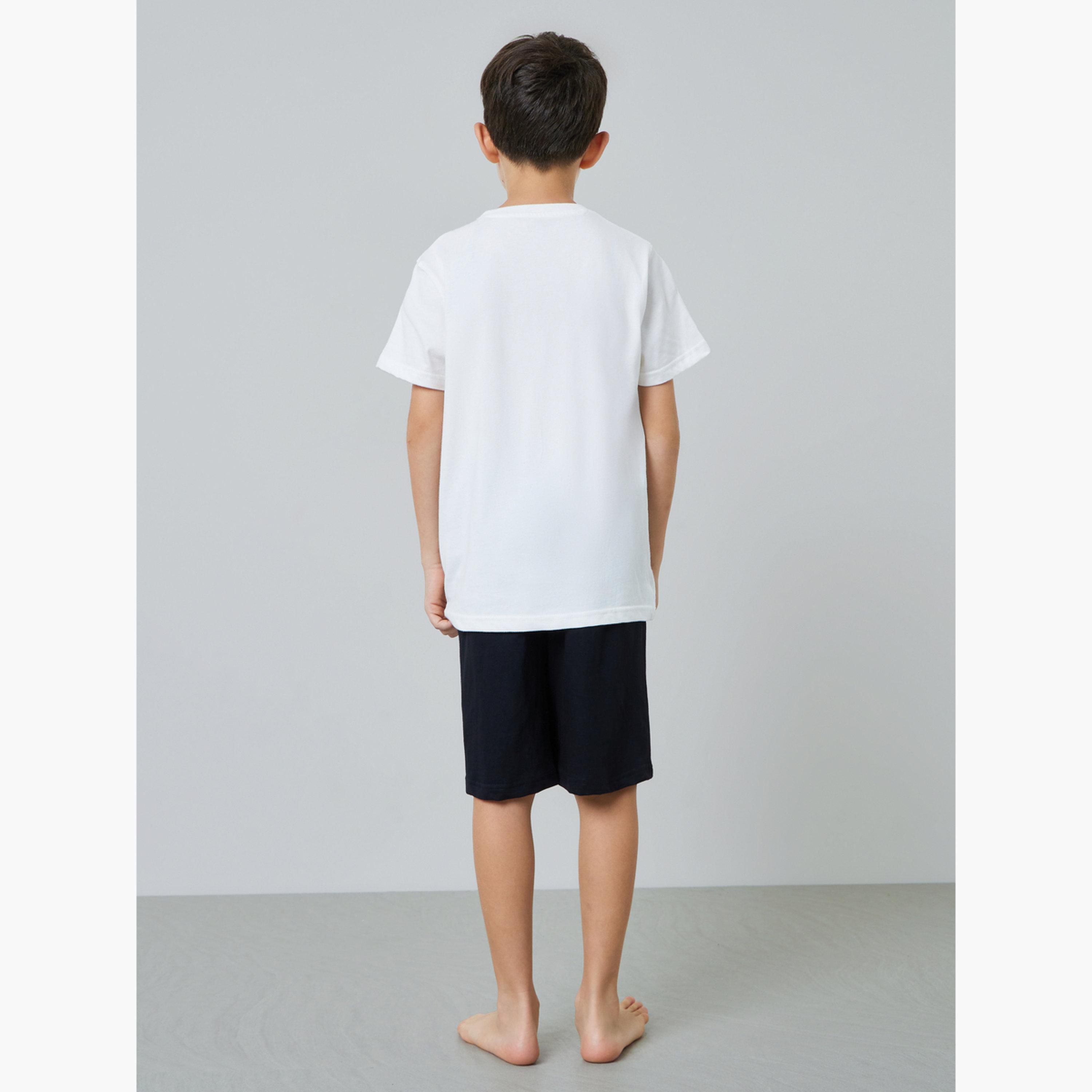طقم شورت وتيشيرت قطن بطبعة متزلج للأولاد-boys-clothing-nightwear-image-4