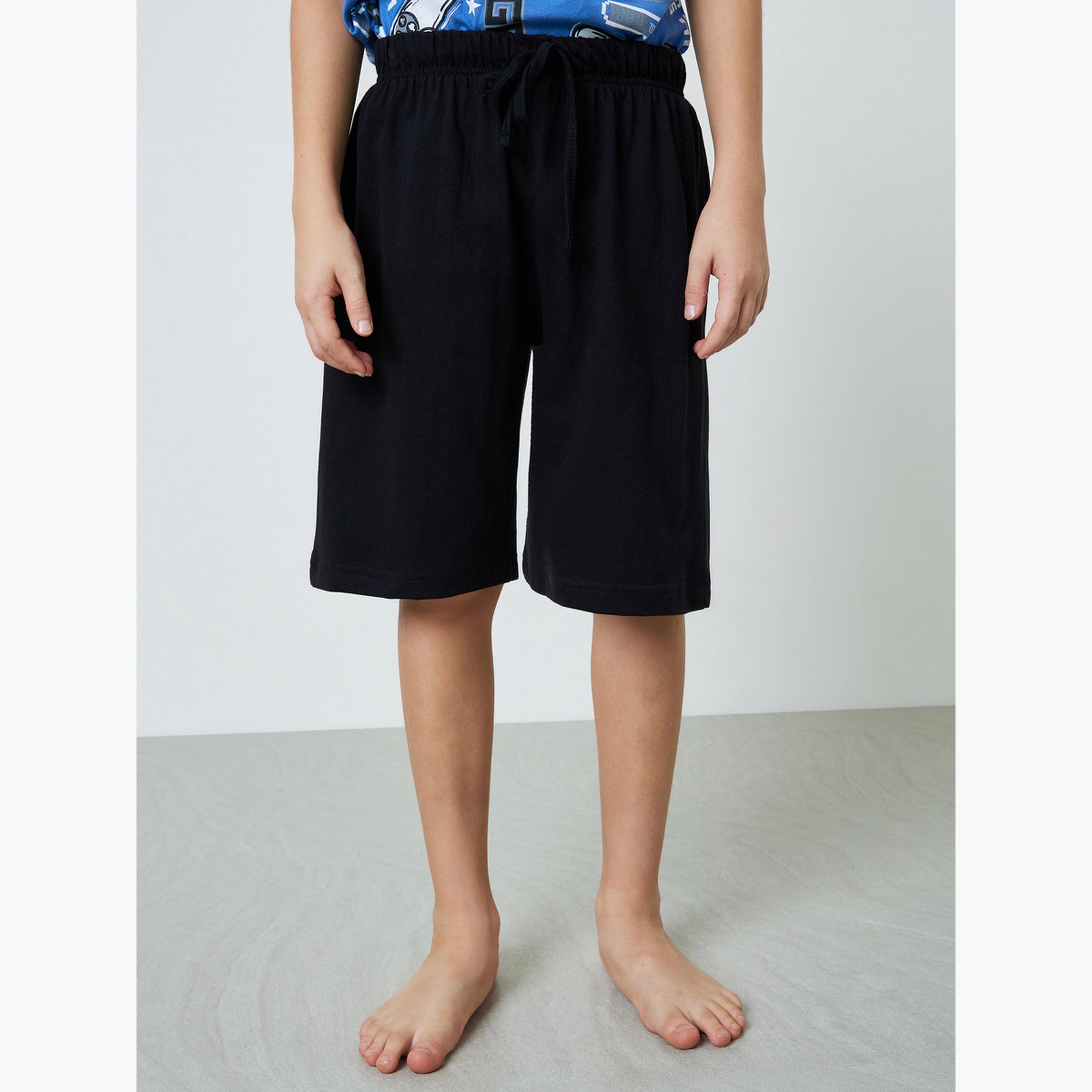 طقم بيجاما من شورت سادة وتيشيرت بطبعات جرافيك للأولاد-boys-clothing-nightwear-image-5