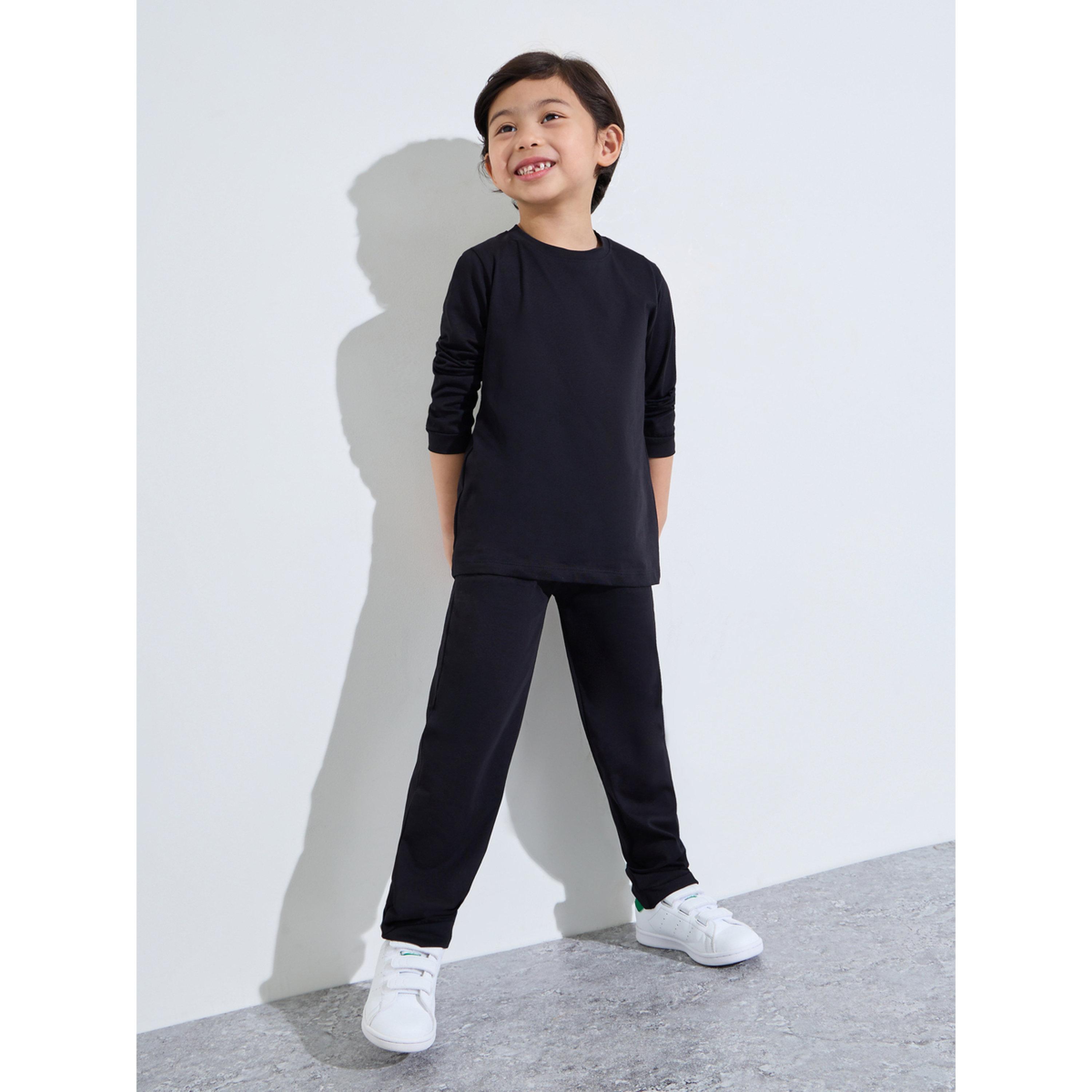 طقم من جوغر وتيشيرت قطن بأكمام طويلة مناسب للجنسين للأطفال-boys-clothing-setsandcoords-image-1