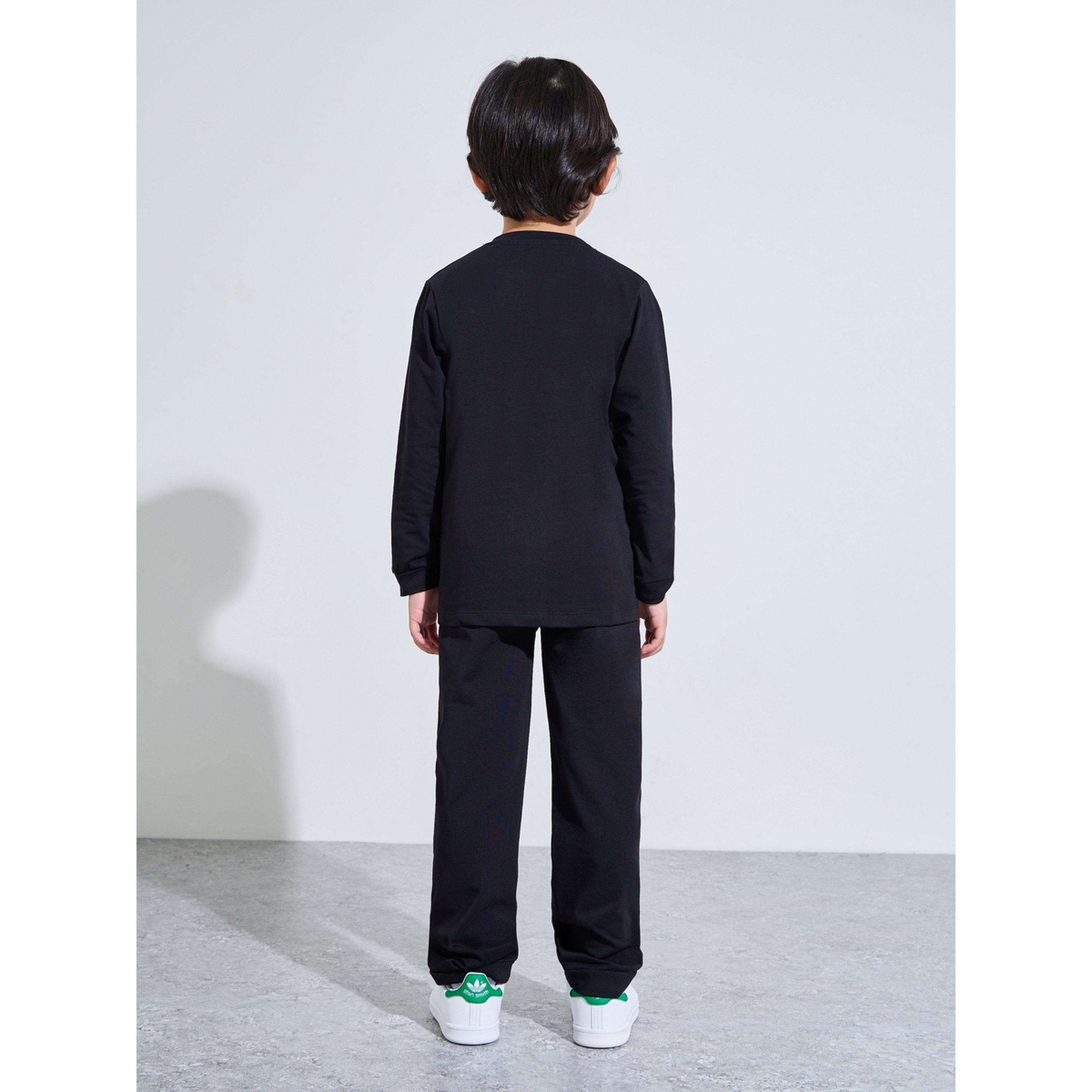 Styli Kids Black Cotton Long-Sleeve T-Shirt and Joggers Set-Unisex-boys-clothing-setsandcoords-image-3