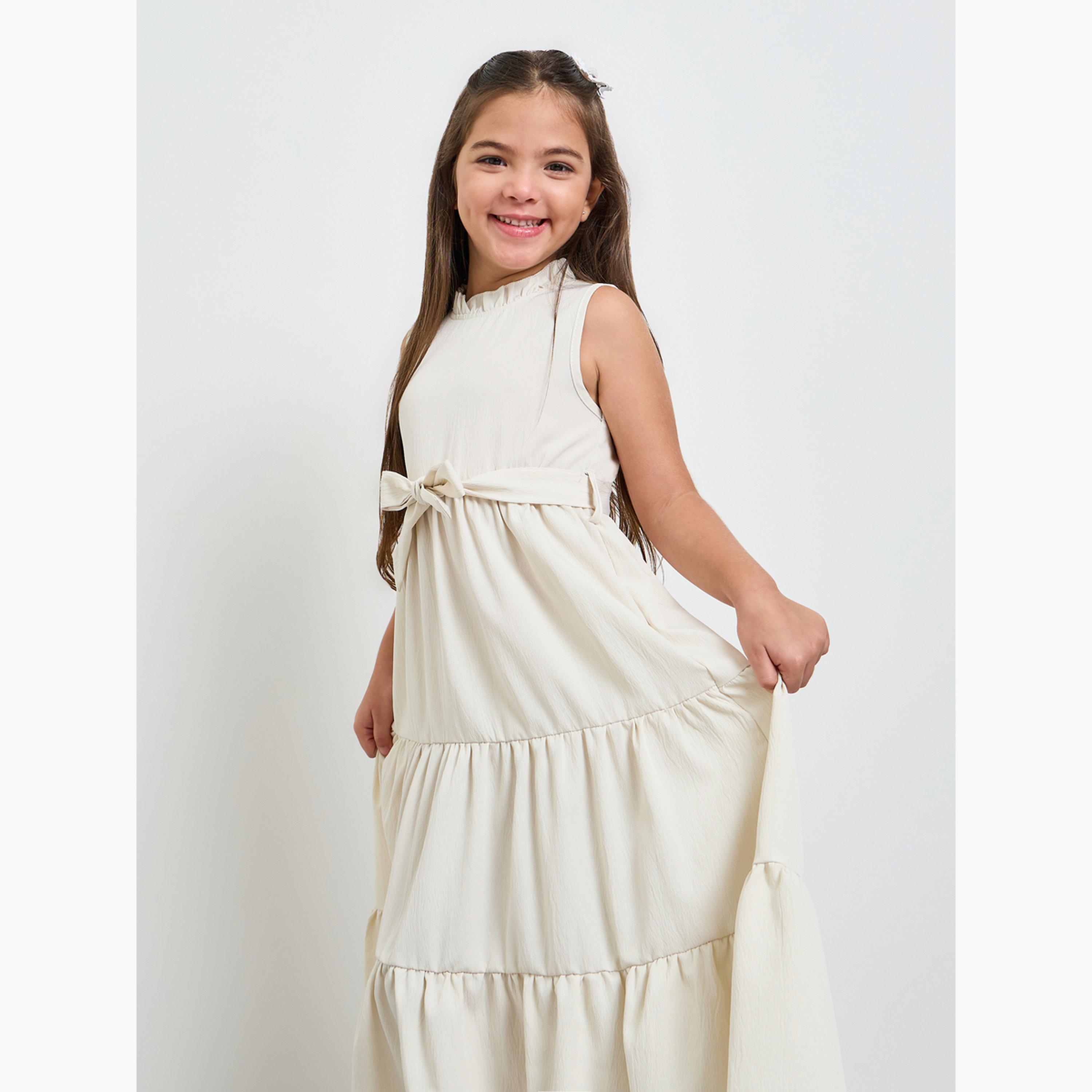 Styli Girls Sleeveless Tiered Maxi Dress-girls-clothing-dressesandjumpsuits-image-2