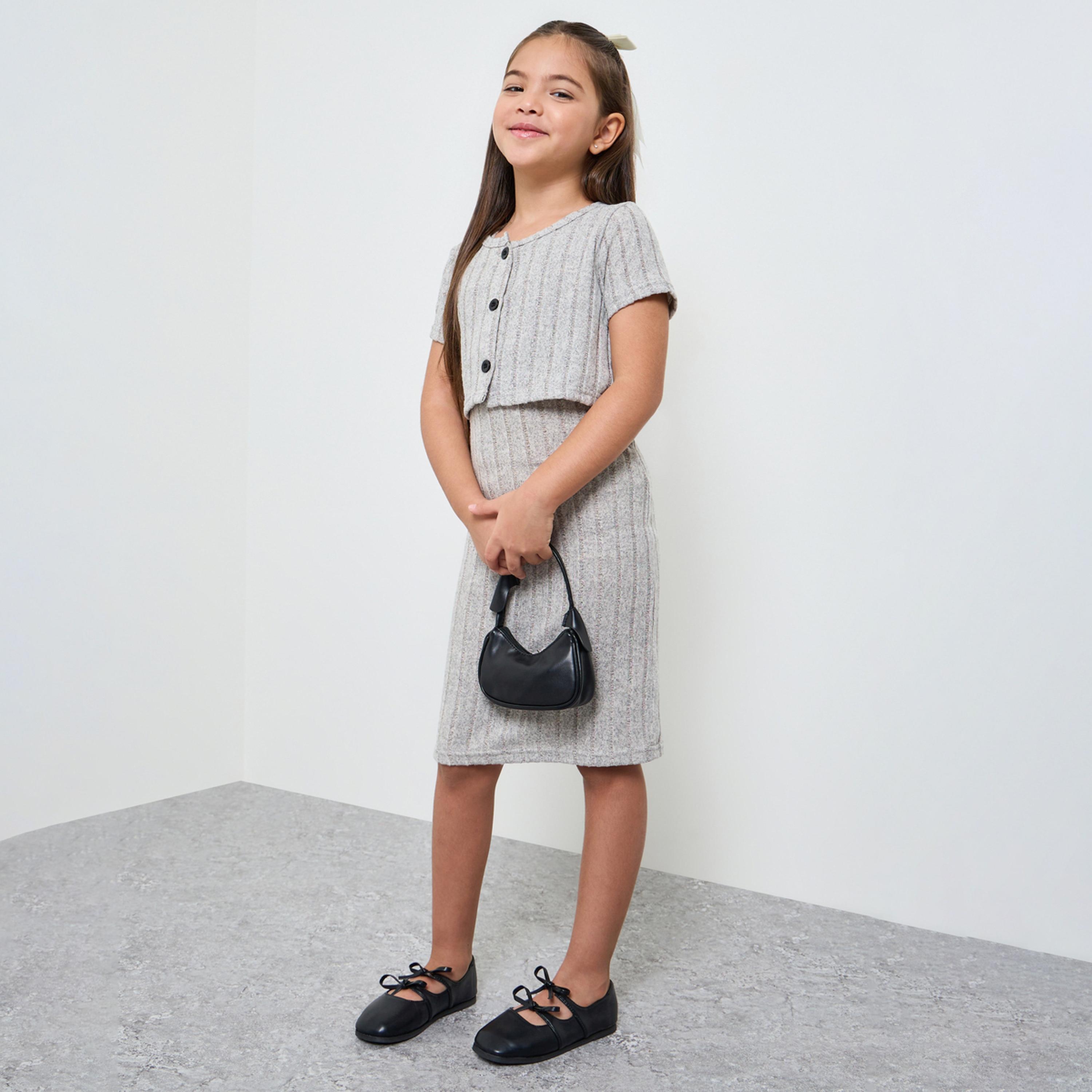 مجموعة من فستان بحمالات مضلع وكارديغان للبنات-girls-clothing-setsandcoords-image-1