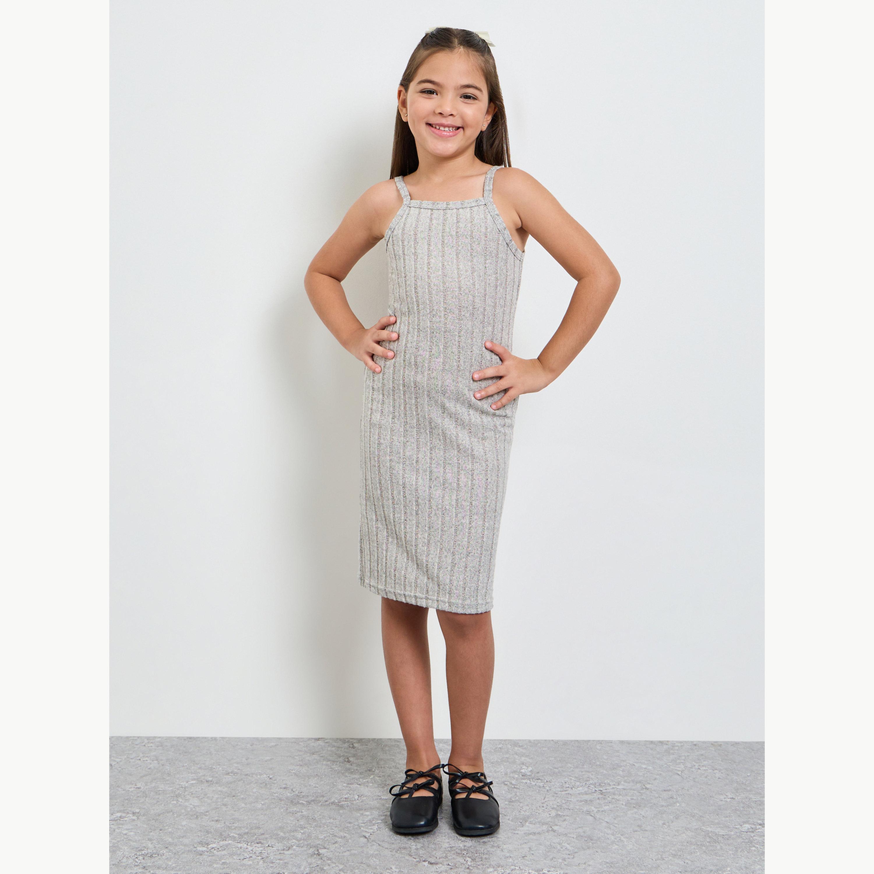 مجموعة من فستان بحمالات مضلع وكارديغان للبنات-girls-clothing-setsandcoords-image-3