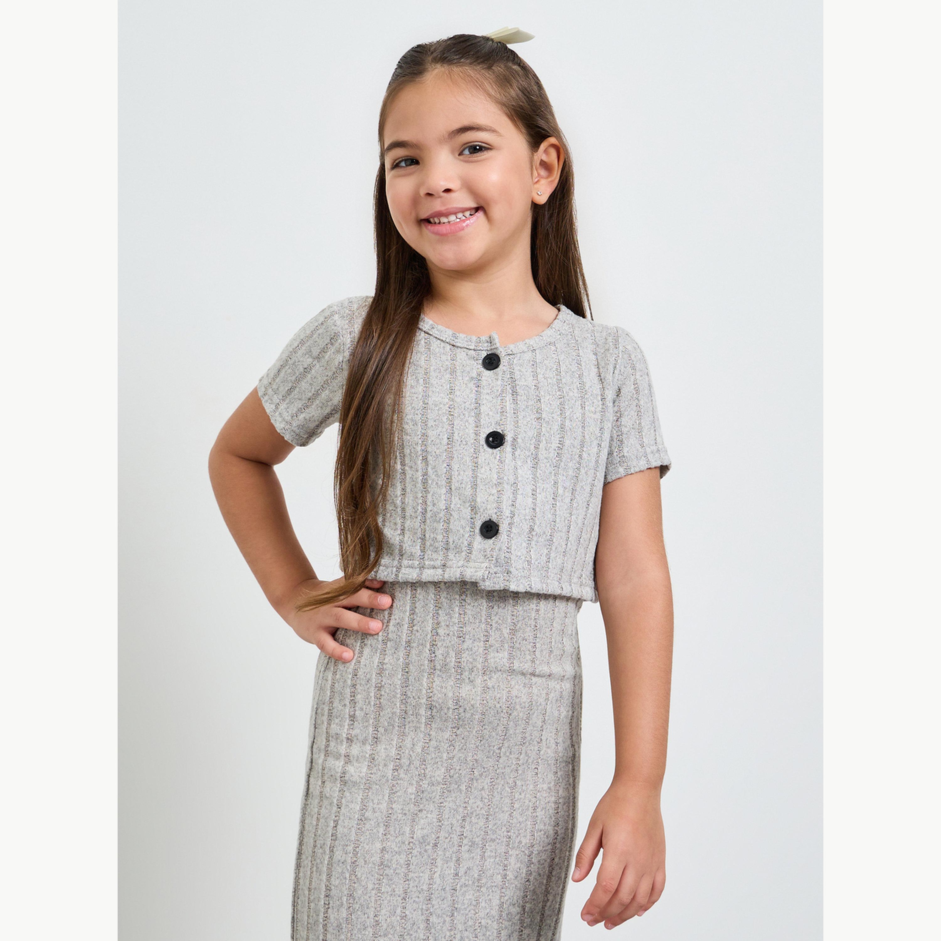 مجموعة من فستان بحمالات مضلع وكارديغان للبنات-girls-clothing-setsandcoords-image-5