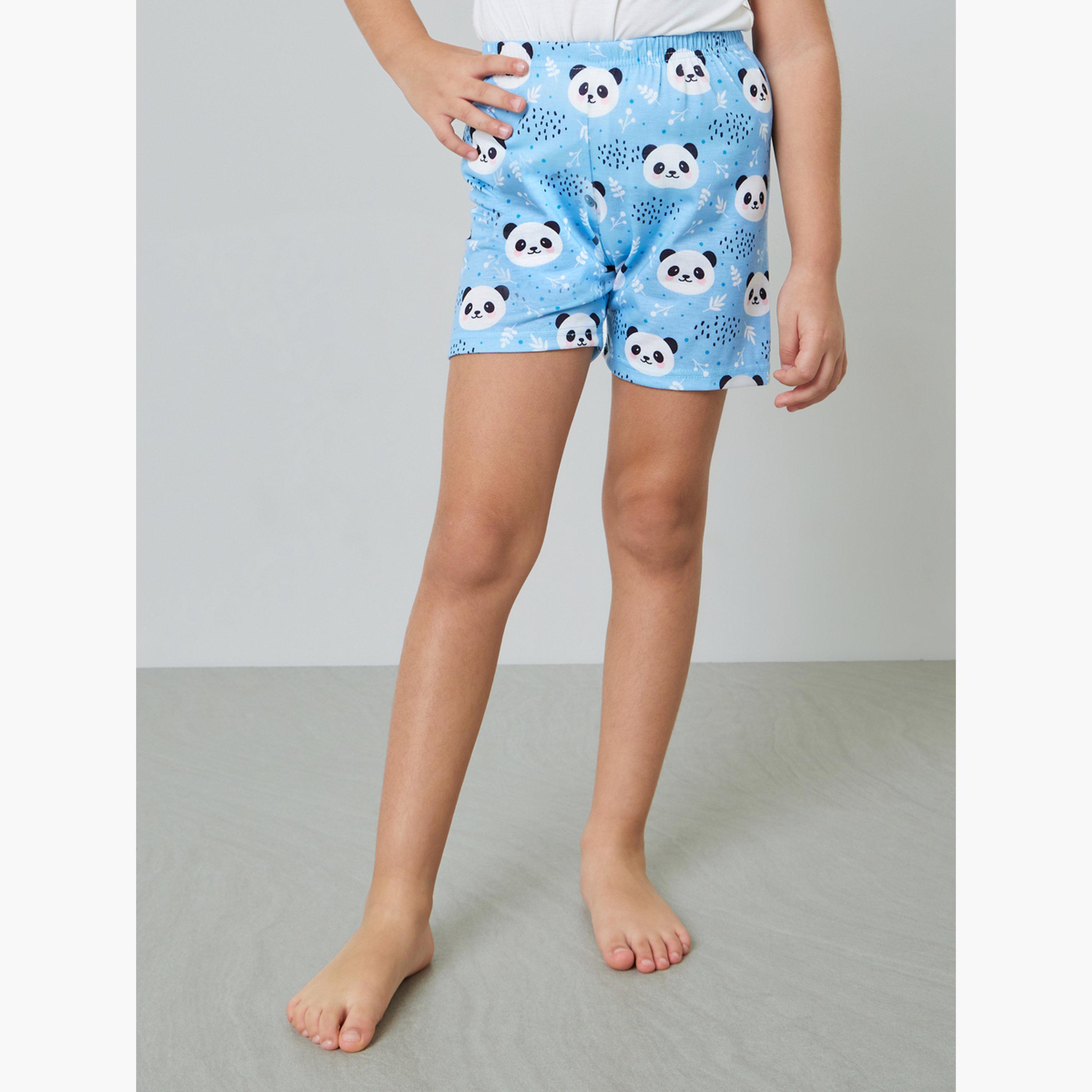 مجموعة من شورت وتيشيرت بطبعة باندا للبنات-girls-clothing-nightwear-image-5