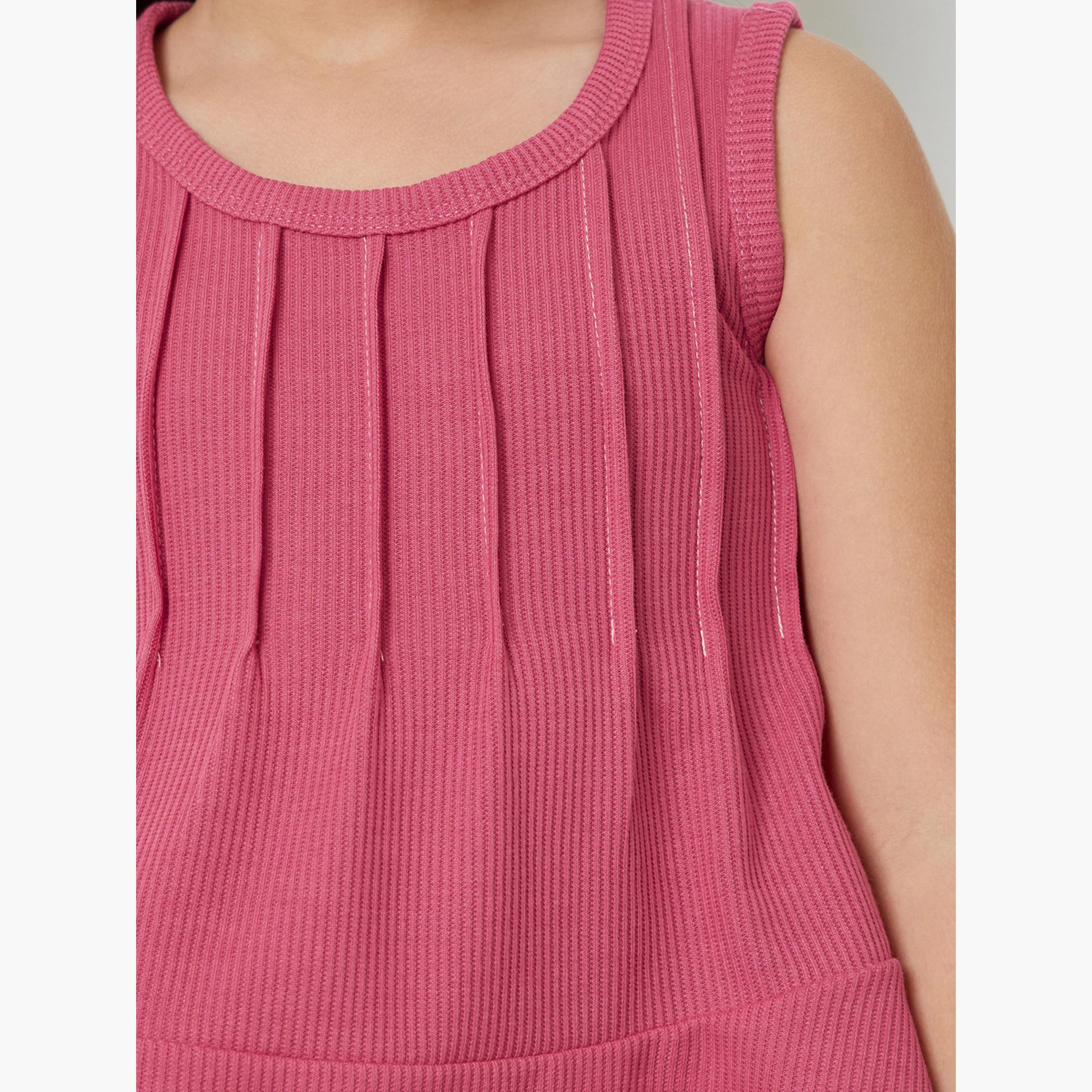 مجموعة من شورت وبلوزة دون أكمام بتفاصيل ثنيات للبنات-girls-clothing-setsandcoords-image-6