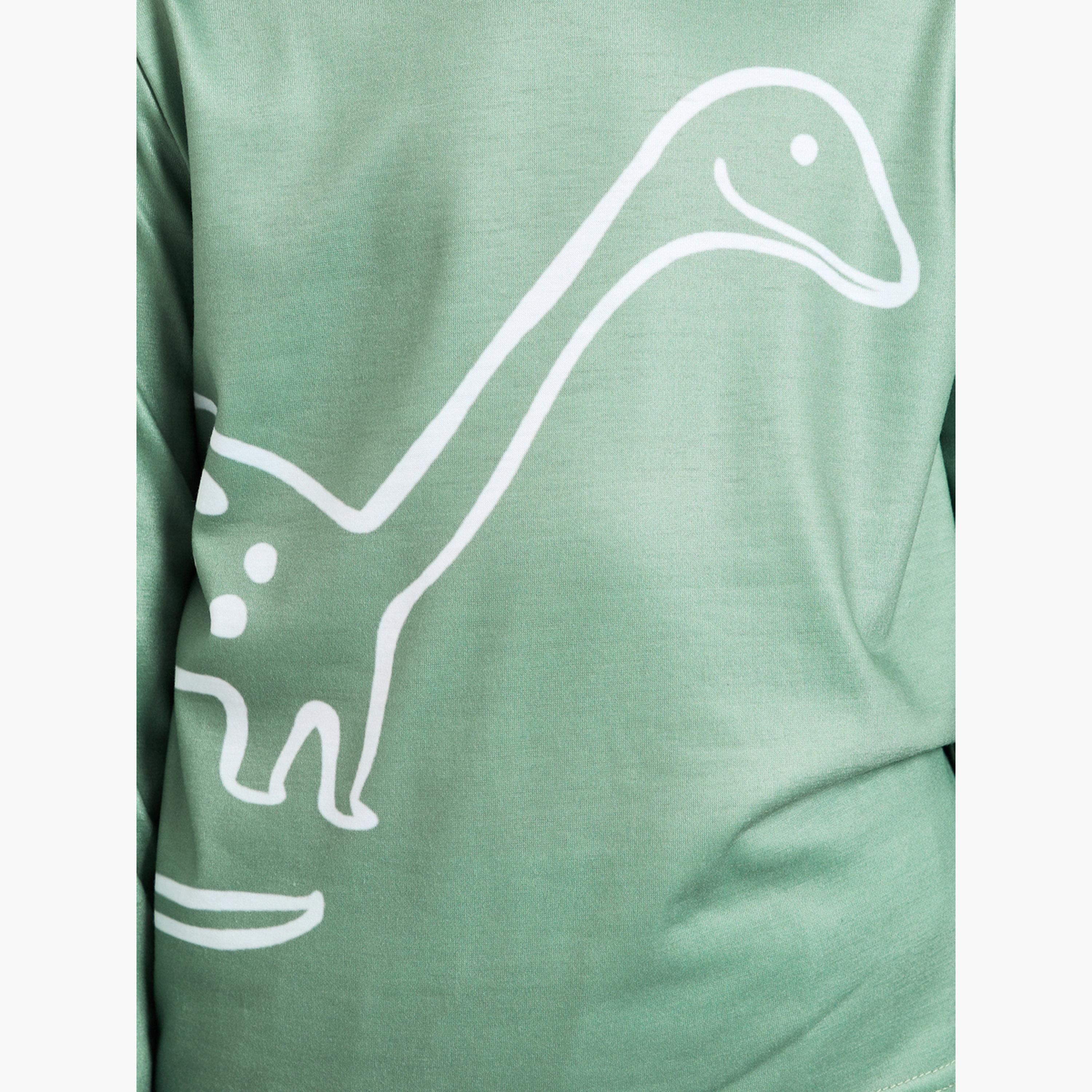Styli Boys Dino Print Long Sleeves T-Shirt and Straight Leg Pyjama Set-boys-clothing-nightwear-image-6
