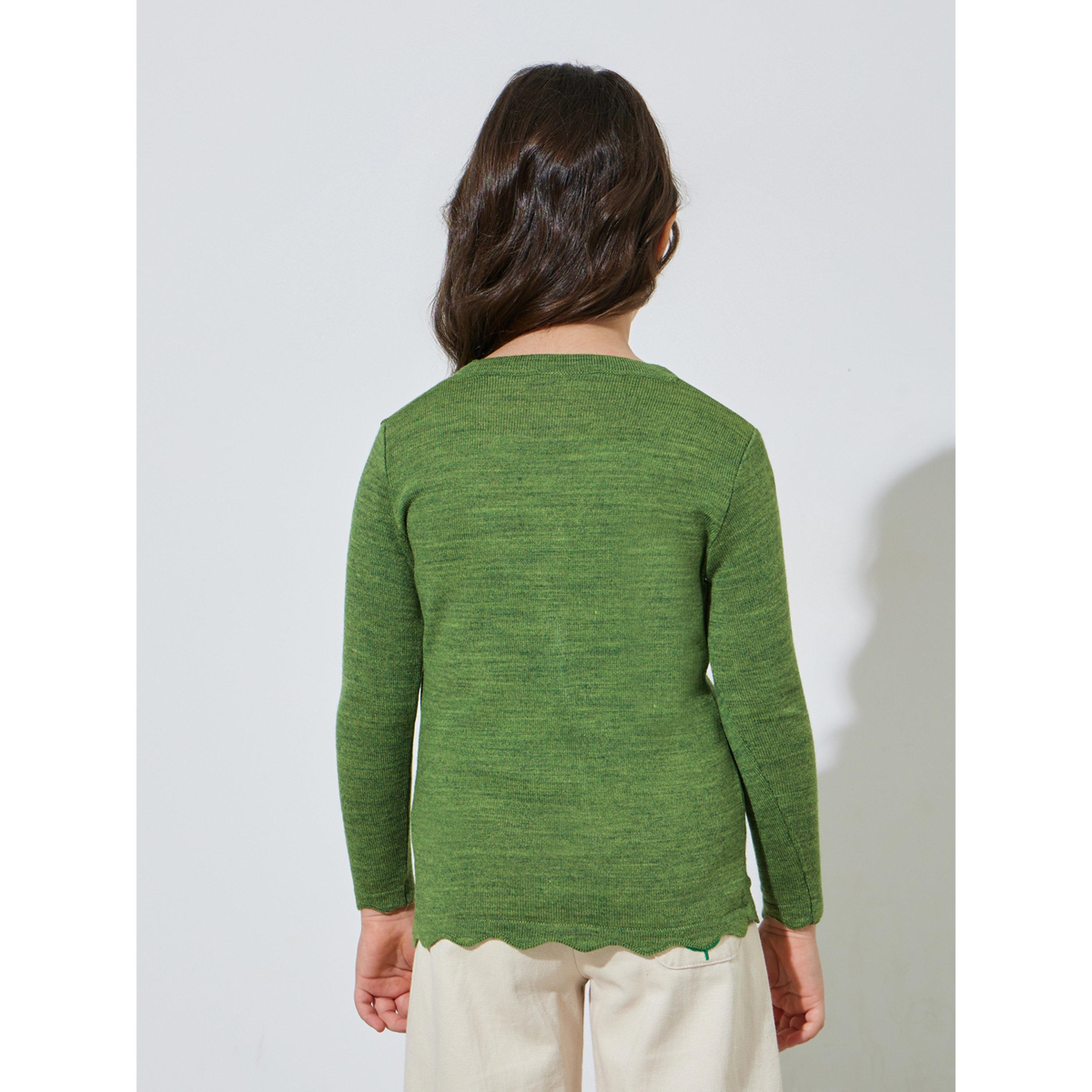 Styli Girls Green Solid Button-Front Cardigan-girls-clothing-jumpersandcardigans-image-4