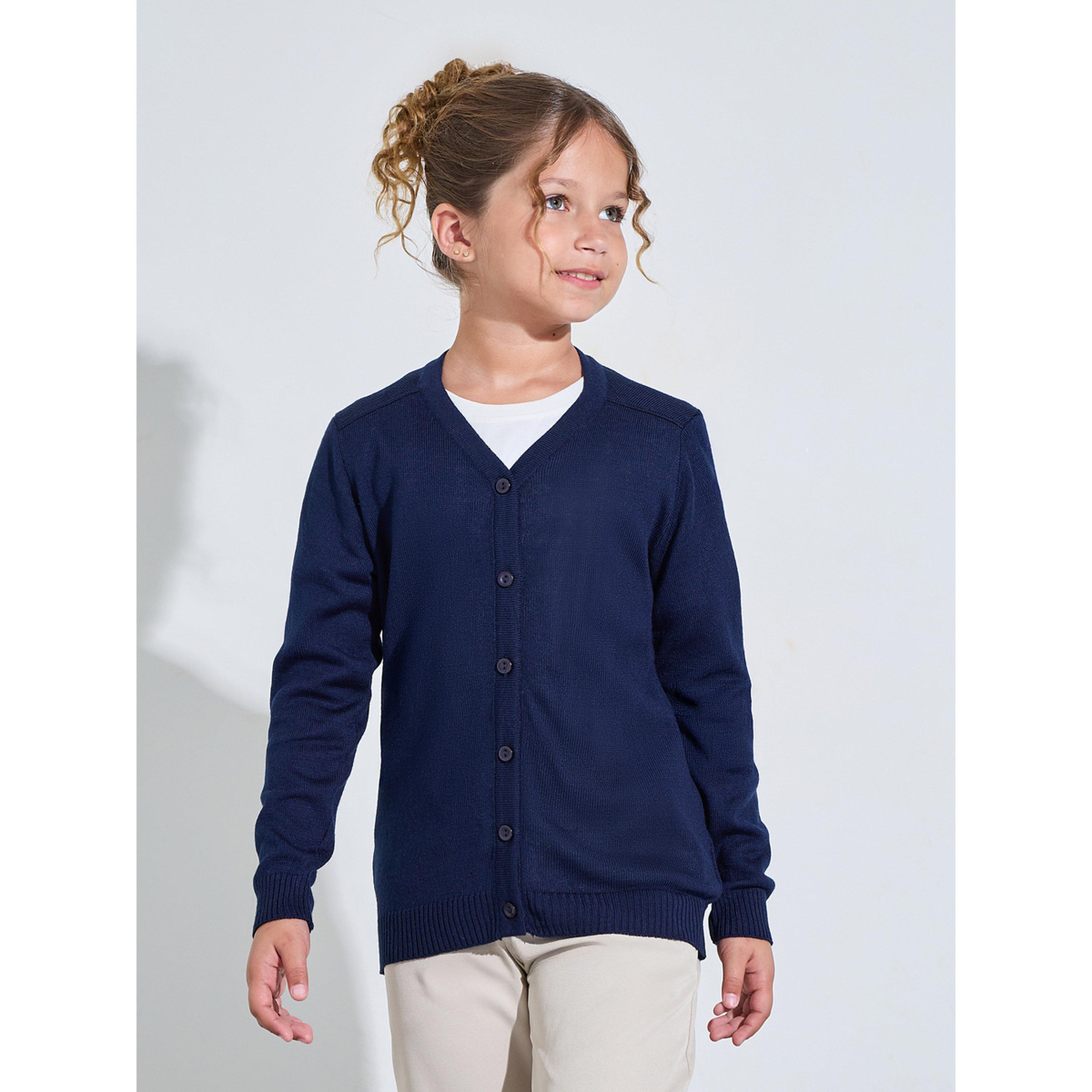 Styli Teen Girls Navy Blue Solid Button Front Cardigan-girls-clothing-jumpersandcardigans-image-1