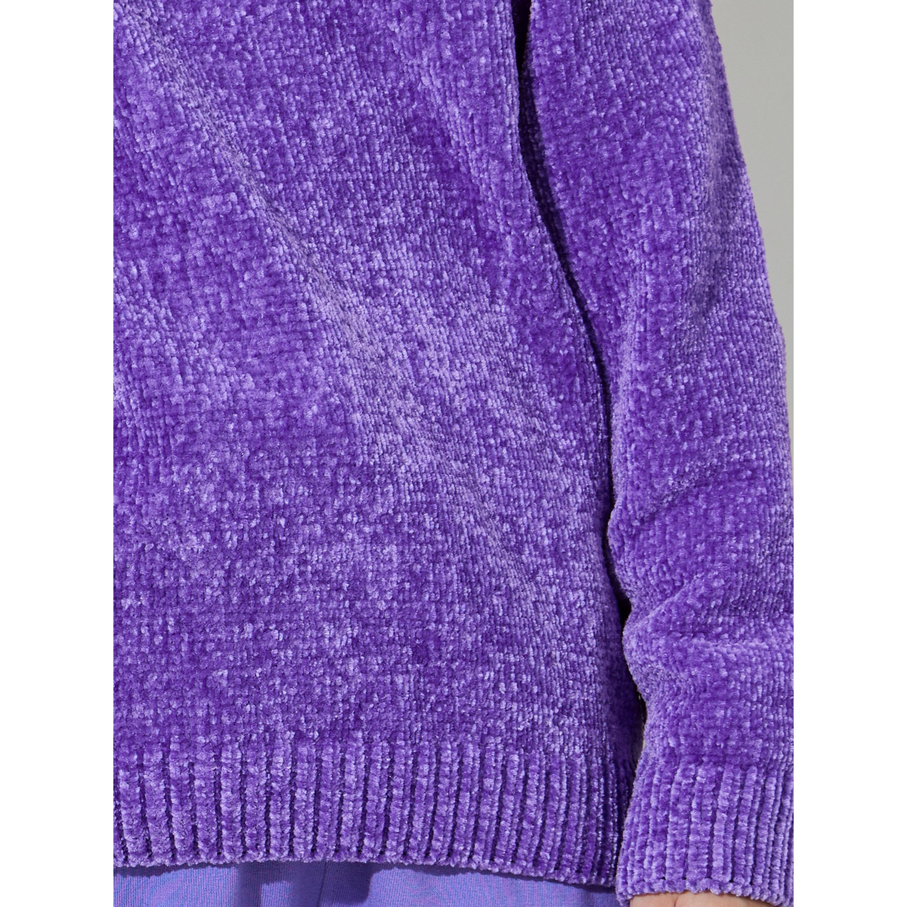 سويتر محبوك شينيل بياقة دائرية لون بنفسجي للبنات-girls-clothing-jumpersandcardigans-image-5