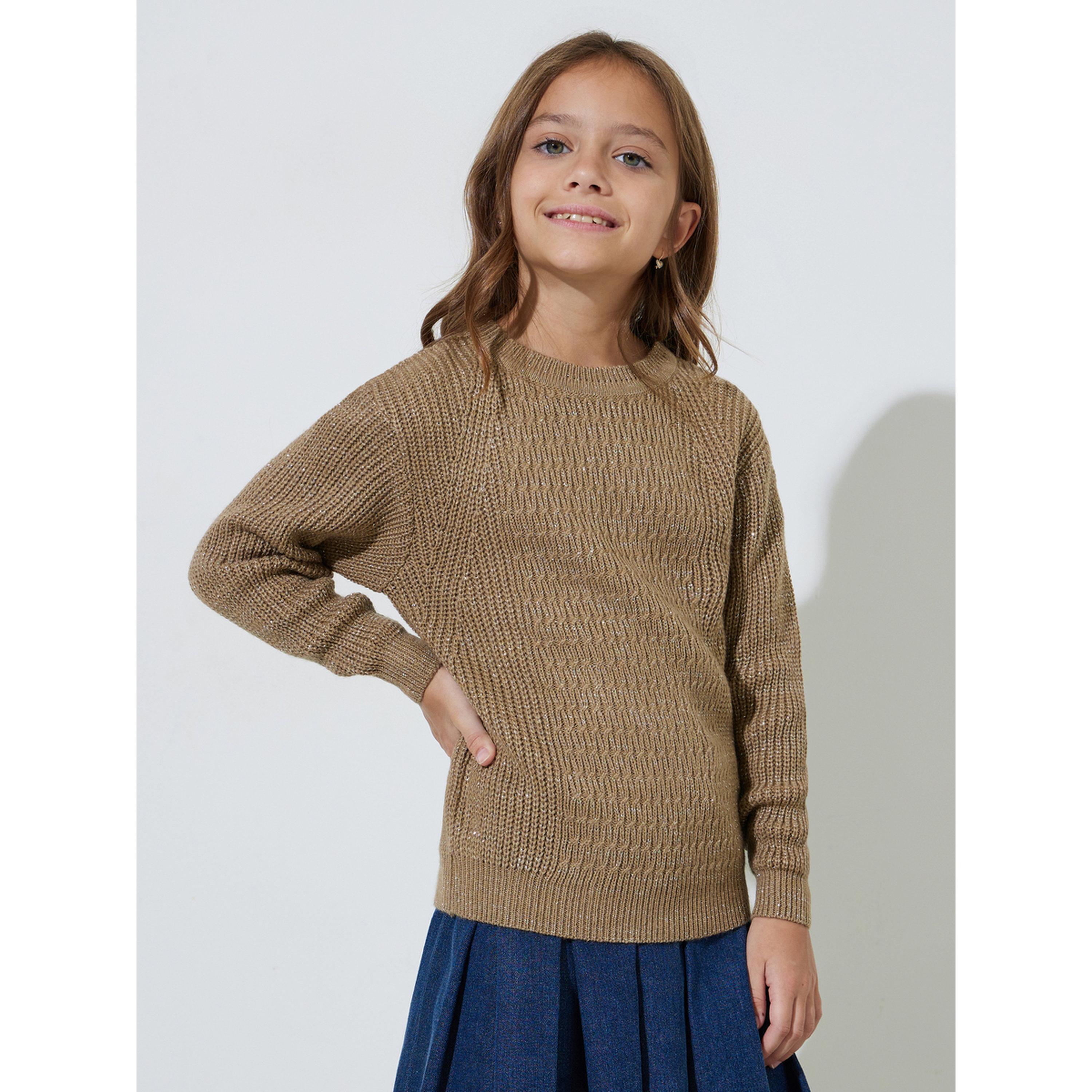 سويتر محبوك بتفاصيل بارزة الملمس بلون بيج للبنات-girls-clothing-jumpersandcardigans-image-1