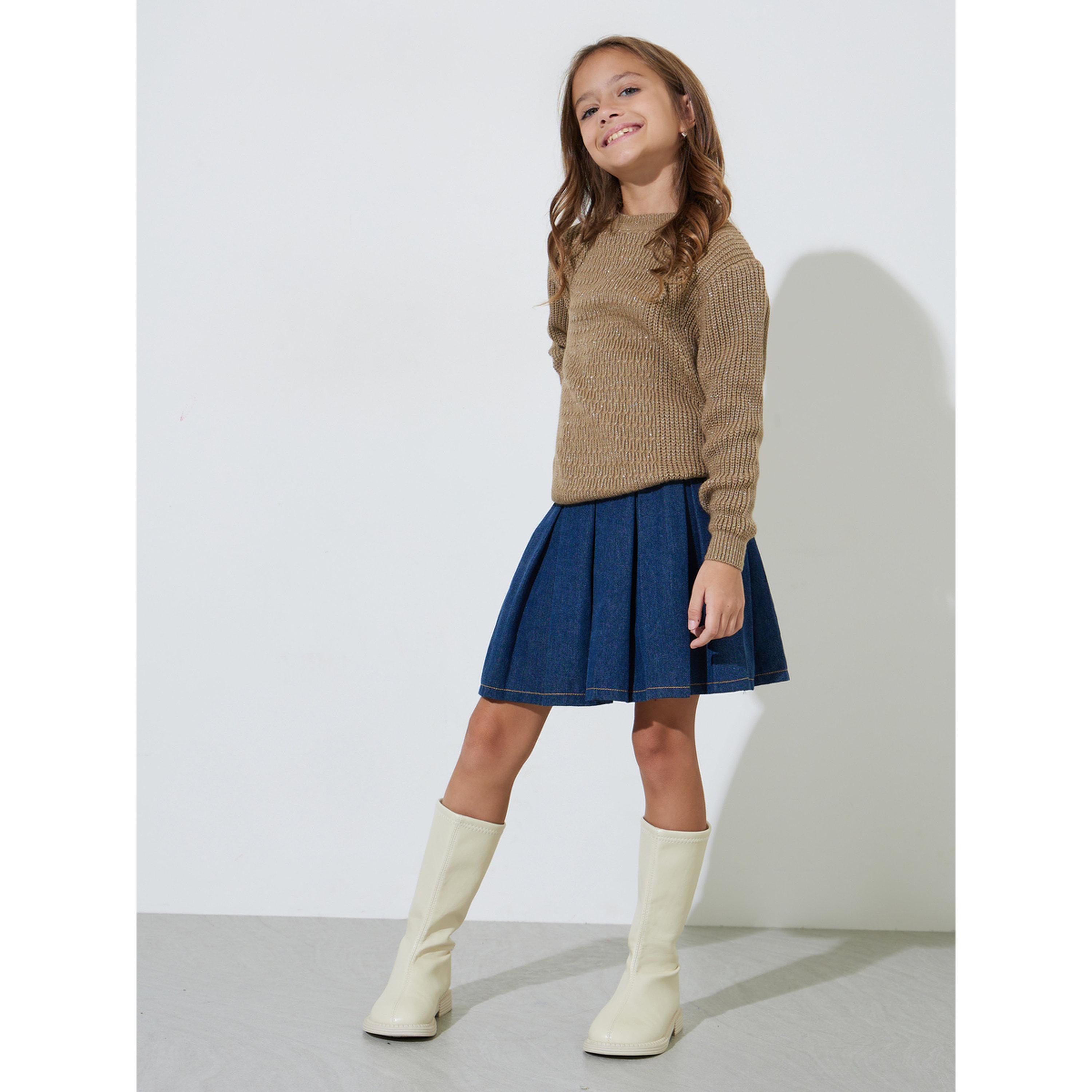 سويتر محبوك بتفاصيل بارزة الملمس بلون بيج للبنات-girls-clothing-jumpersandcardigans-image-2